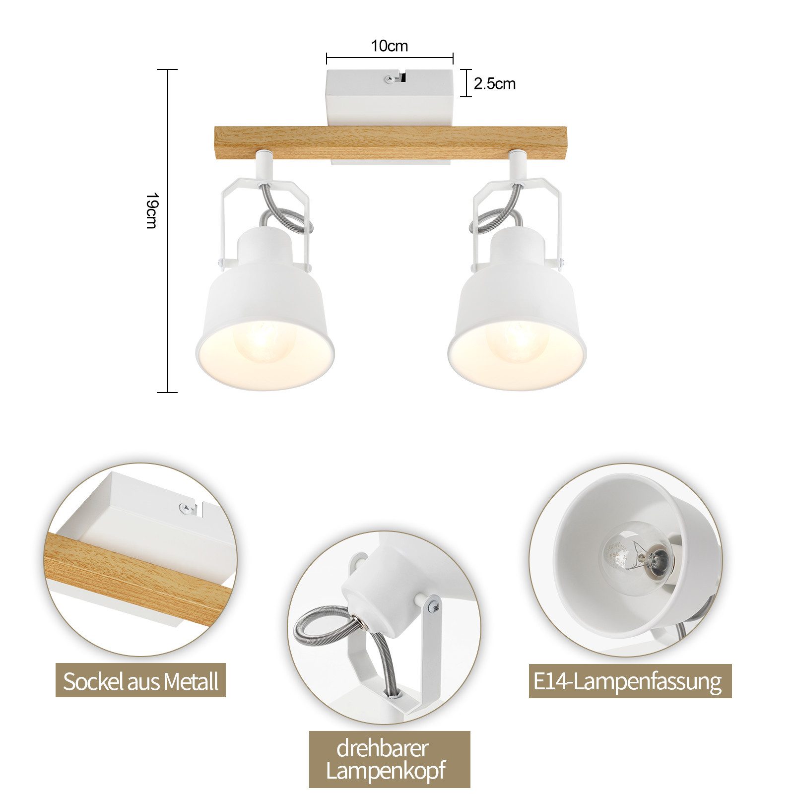 ZMH Deckenstrahler 2/3/4 Flammig 350° Schwenkbar günstig online kaufen