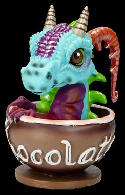 Figuren Shop GmbH Fantasy-Figur Drachenfigur in Tasse - Heiße Schokolade mit Rupert - Dekofigur Drache