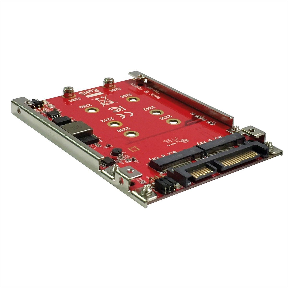 ROLINE PC-Gehäuse M.2 zu SATA III SSD H/W Adapter, 2x M.2 NGFF SSD, Boot- und RAID-fähig