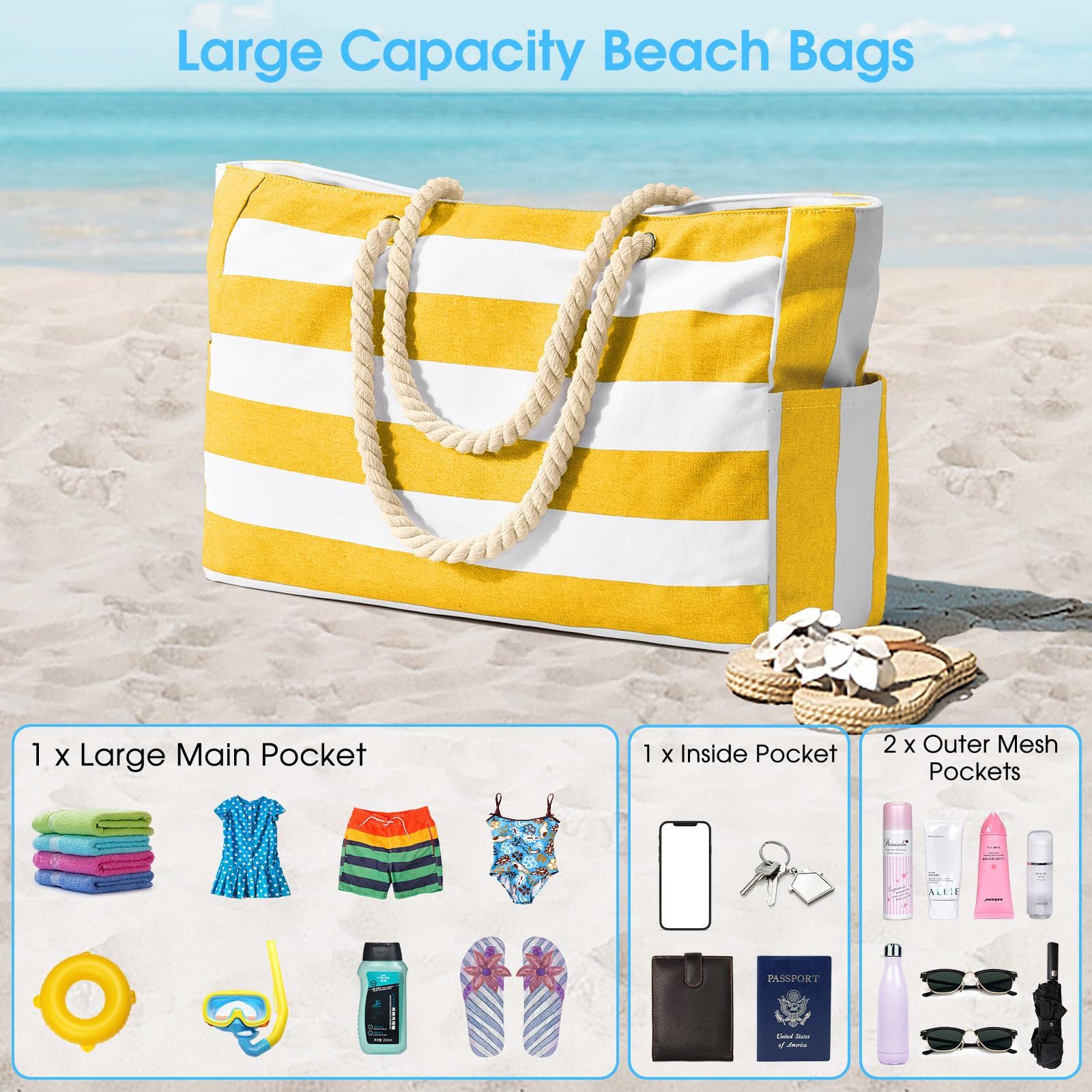 RWEUOQ Strandtasche Wasserdichte XXL-Strandtasche mit Reißverschluss günstig online kaufen