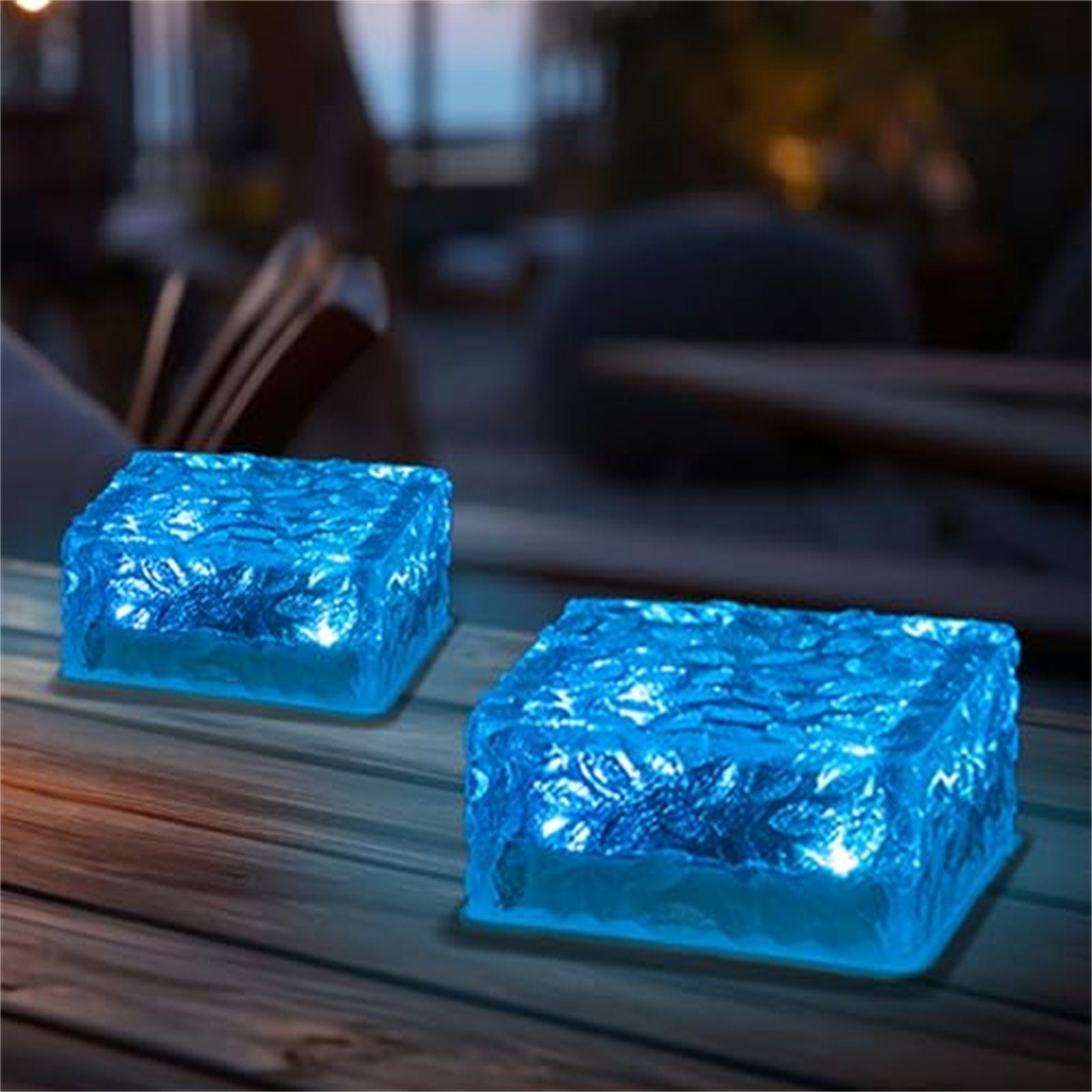 LQWELL LED Solarleuchte Solar Brick Light Solarlicht Deko Außen, LED, Warmweiß + Blau, Wasserdicht