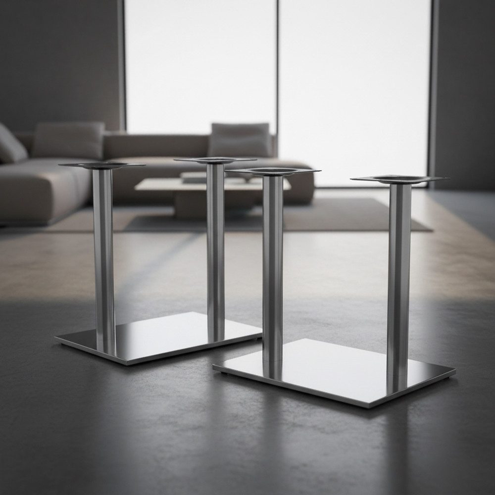 Melko Möbelfuß Untergestell Set 2 x Tischbein aus Edelstahl Tischplattenträger Säule, (Set, 2er Set), Edelstahl