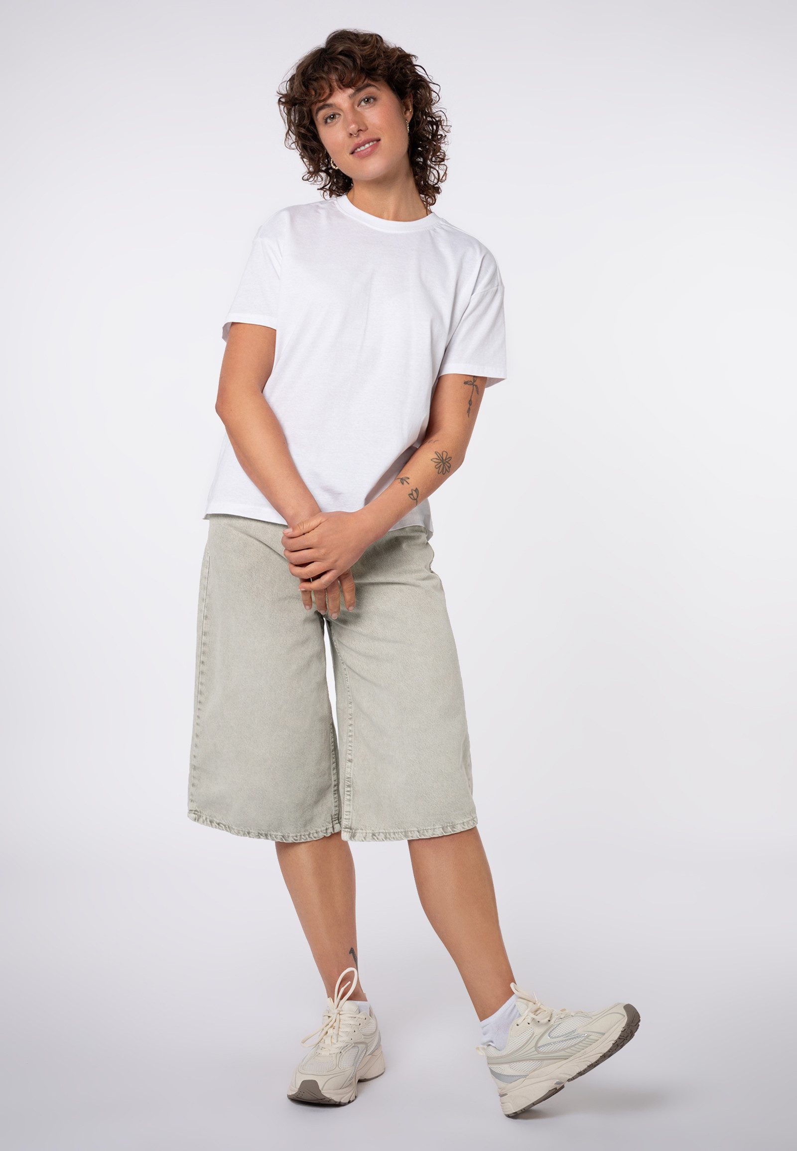 SUBLEVEL Jeansbermudas Damen Wide Leg Denim Bermuda Kurze Jeanshose, Wide Leg, High Waist