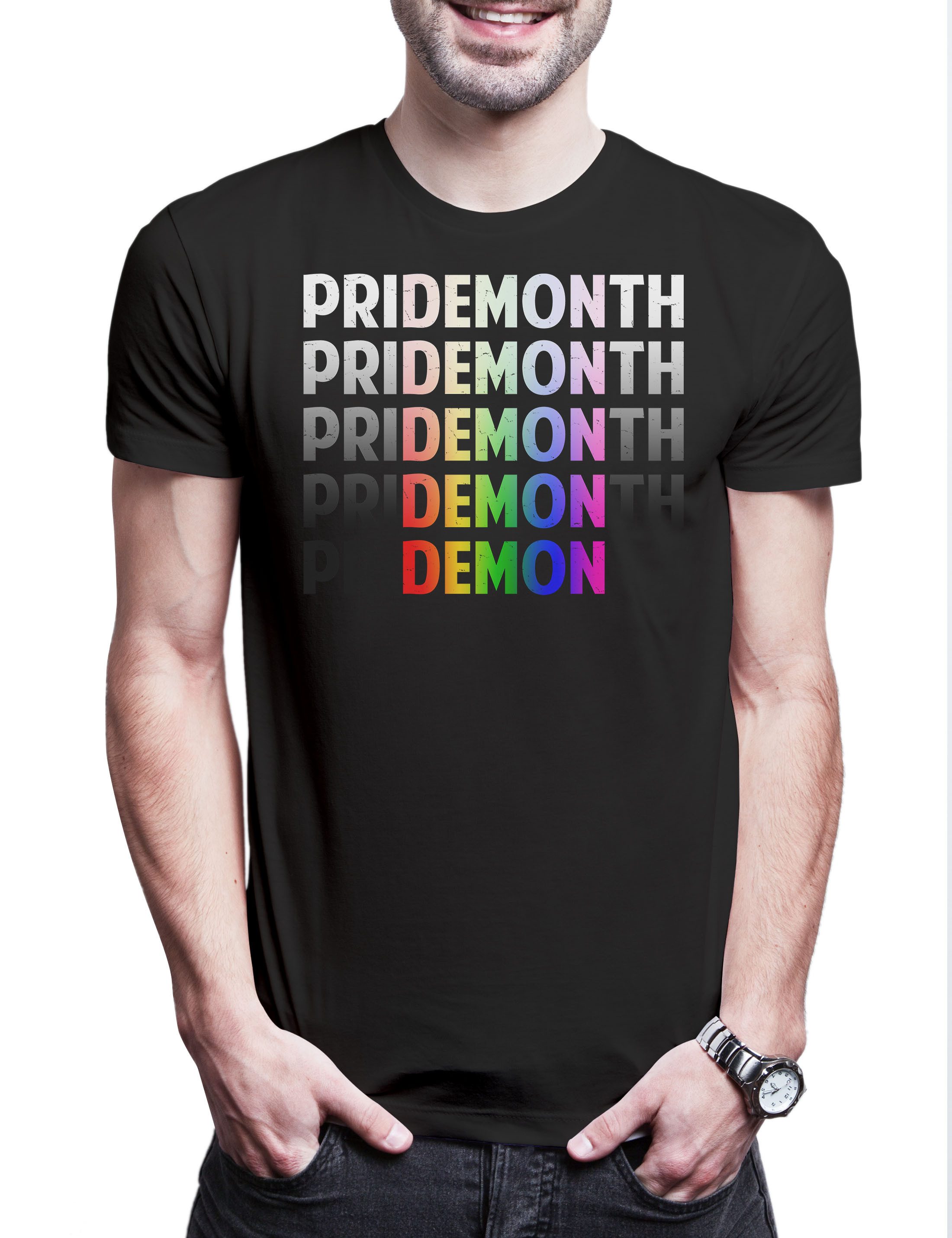 Print-Shirt Pridemonth Herren T-Shirt Gay Pride Month Demon LGBTQ Diversity Queer
