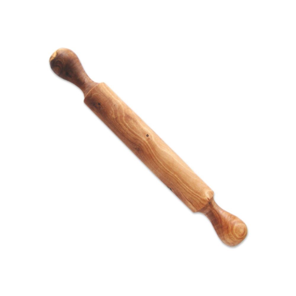 Olivenholz-erleben Teigroller Teigroller KLASSIK (ca. 42 cm) mit Griffen aus Olivenholz Olvienholz, (1-tlg), Ein hochwertiger Alltagsbegleiter – praktisch, schön, immer ein Unikat