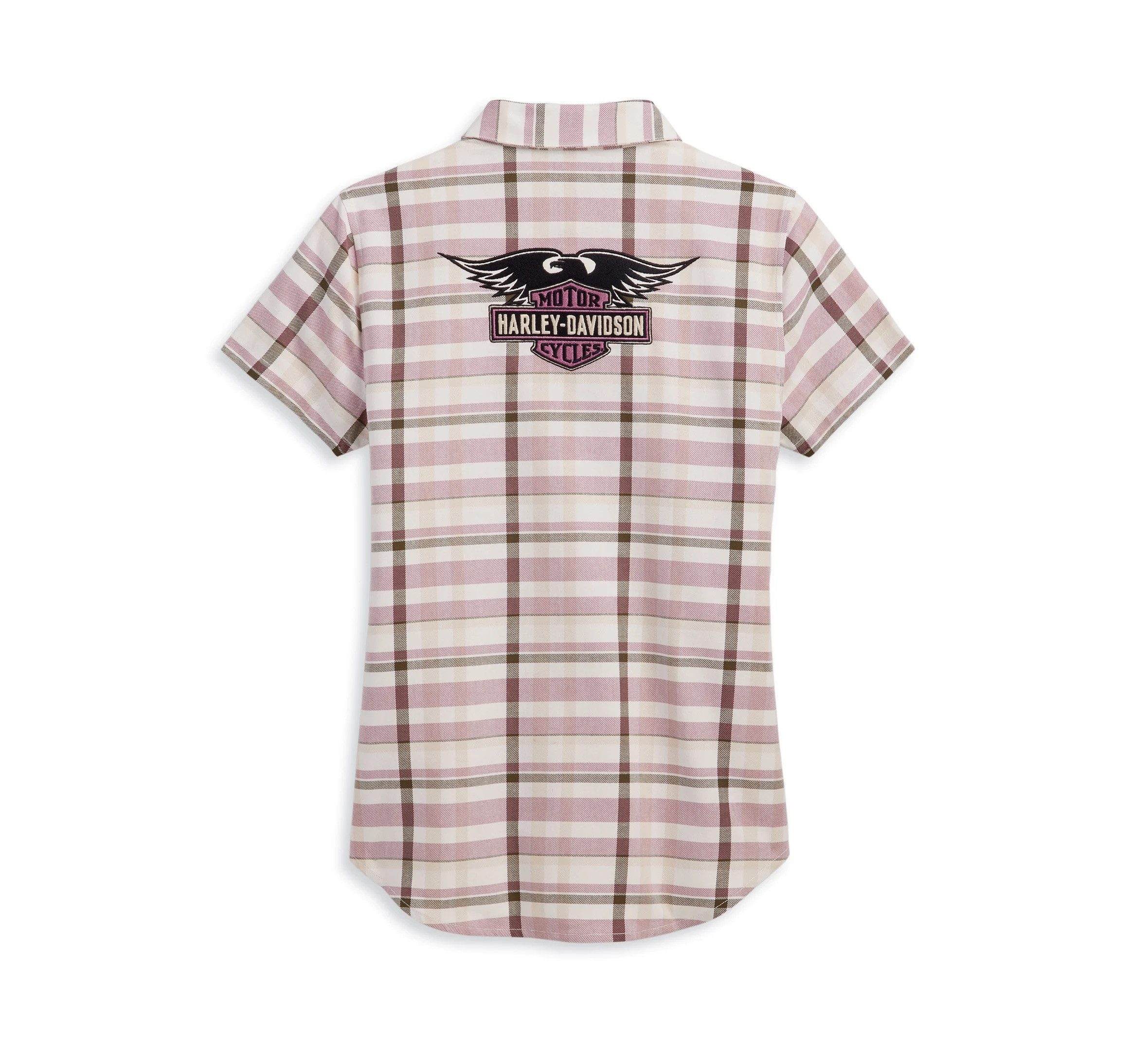 HARLEY-DAVIDSON Kurzarmhemd Damen Biker Shift Gears Plaid Shirt Motorrad Karierte Freizeithemd