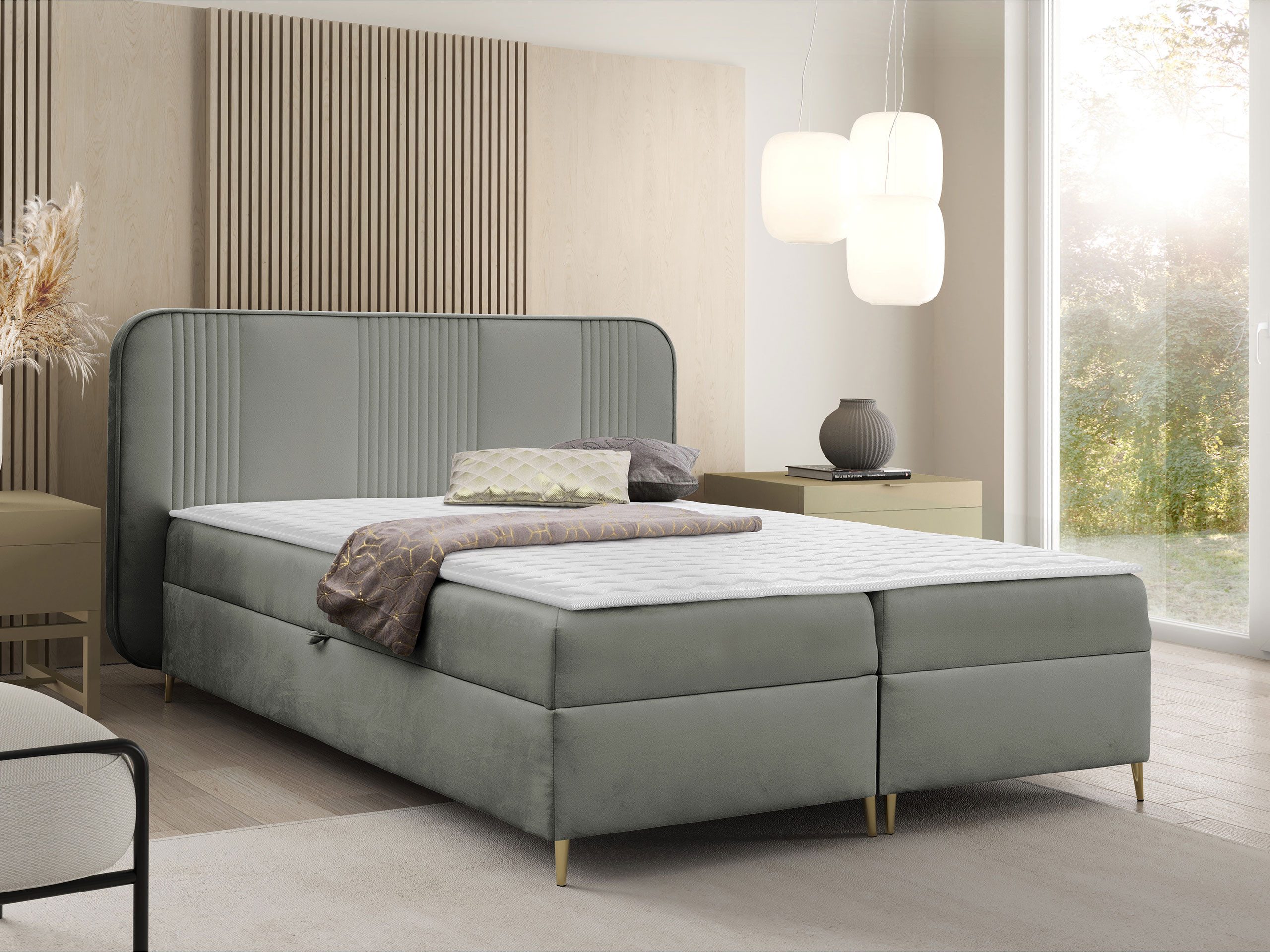MIRJAN24 Boxspringbett Fandy (mit zwei Bettkästen), Metallfüße, Bonellfederkern H3
