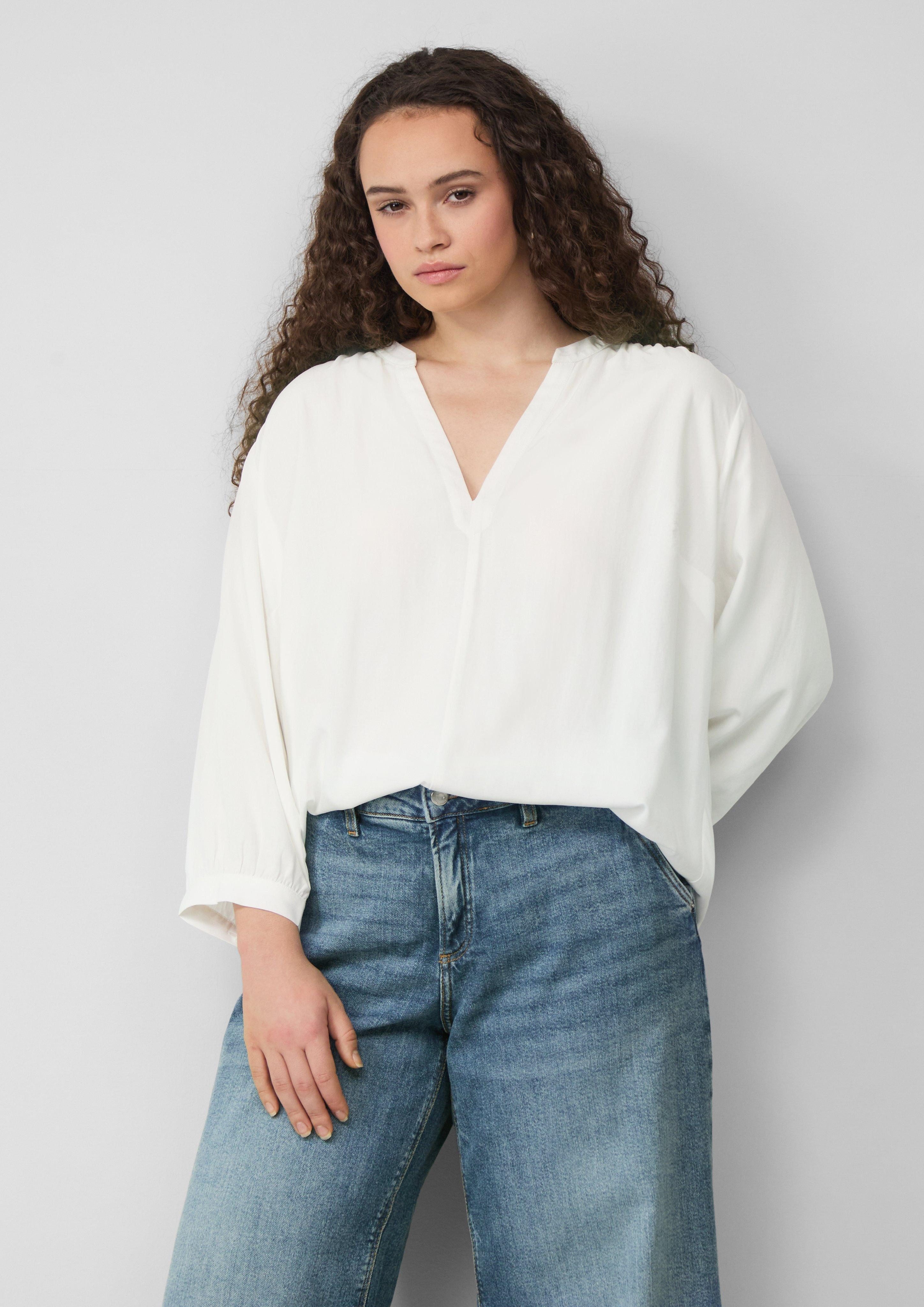 Langarmbluse Kurze Popeline-Bluse aus Viskose
