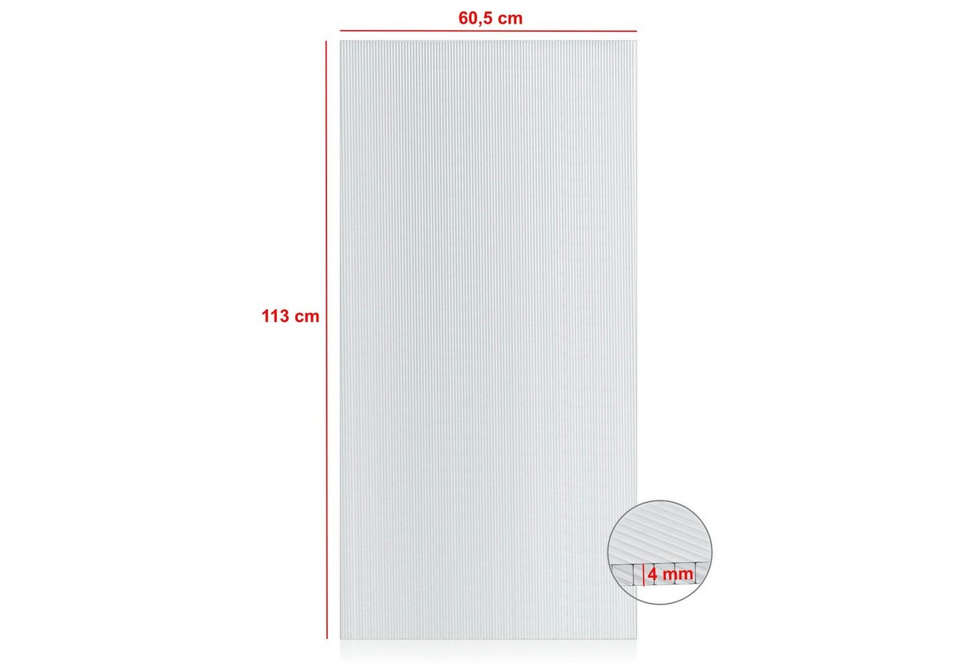 Thumbnail - Zelsius Hohlkammerplatte Hohlkammerstegplatte 4 mm, 113 x 60,5 cm, Gewächshaus Ersatzplatte, 4.00 mm