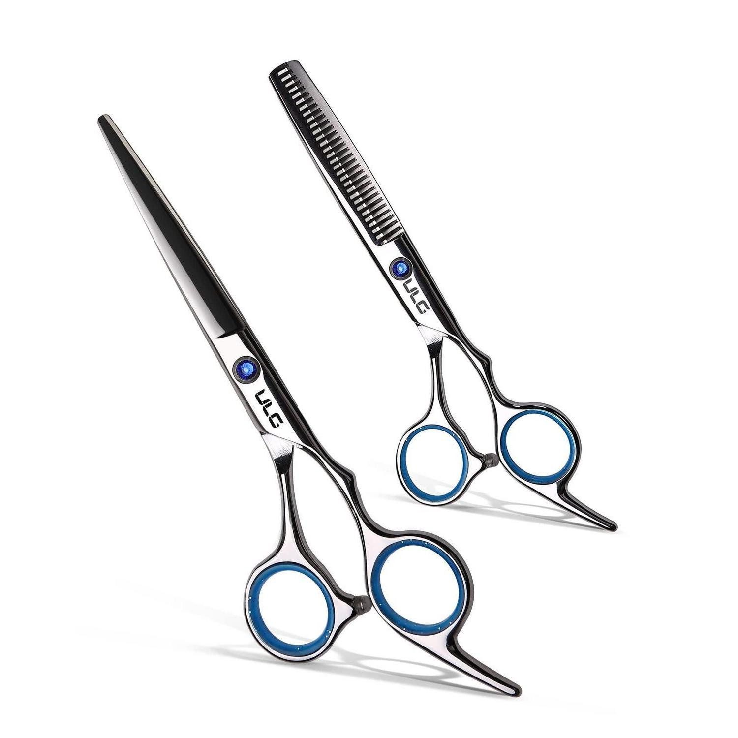 LuxusKollektion Haarschere Haarschere Ausdünnungsschere Set Blau 6,5 Zoll
