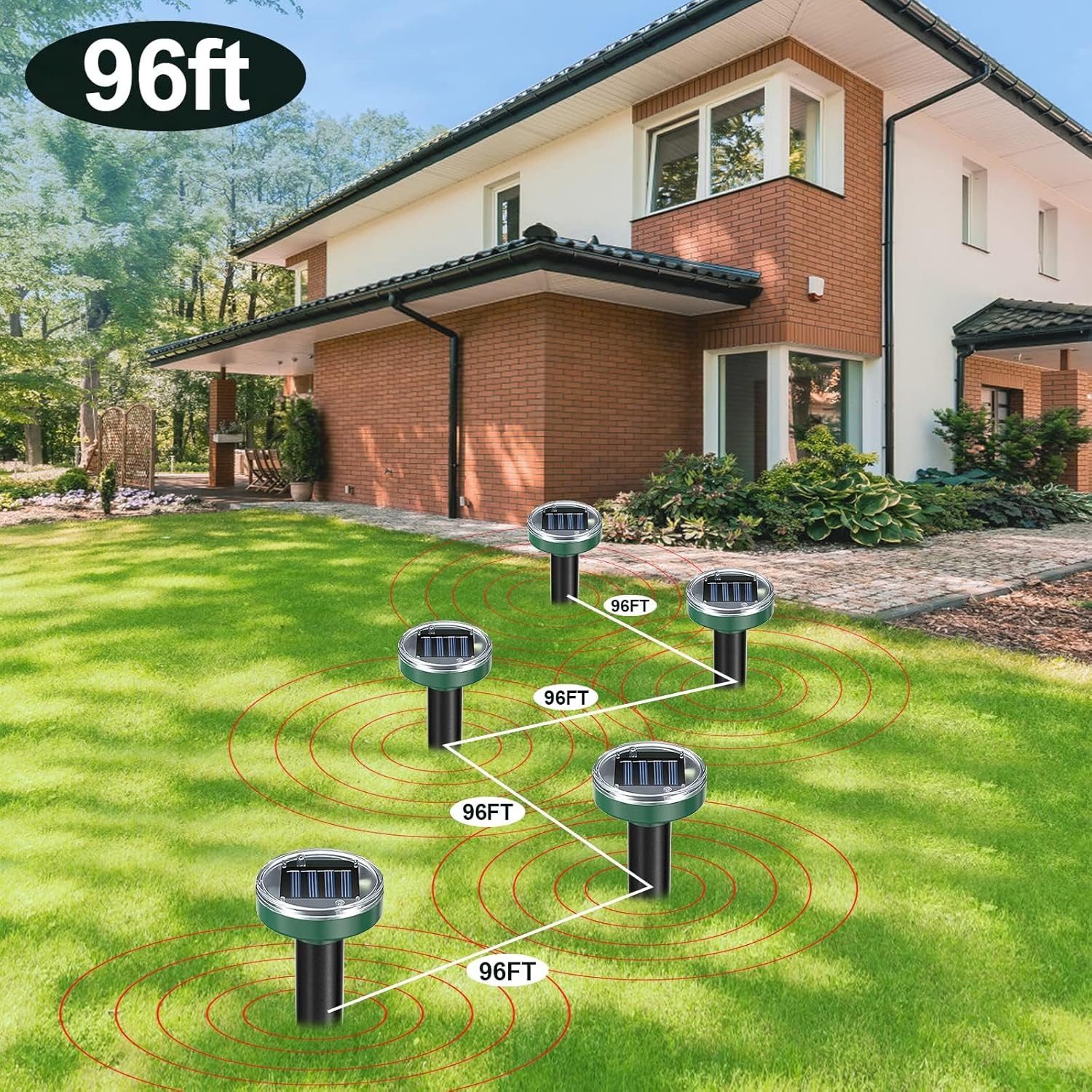 FELIXLEO Vibrations-Tierabwehr 4 Stück Solar Ultraschall Maulwurftreiber Wasserdicht Vertreibt, 4-tlg. – Bild 5 von 5