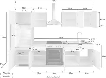 wiho Küchen Küchenzeile Zell, ohne E-Geräte, Breite 280 cm