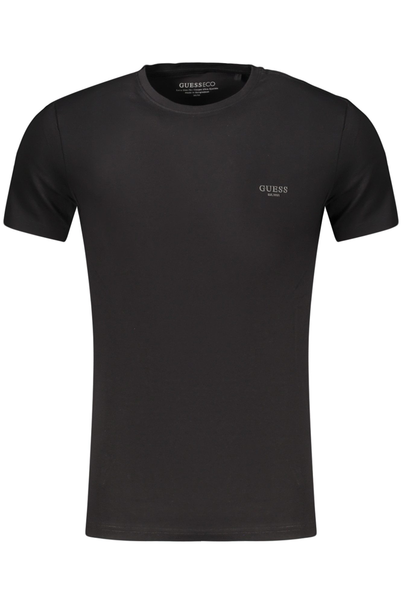 GUESS JEANS T-Shirt Herren Kurzarm T-Shirt Schwarz, Extra Slim Fit