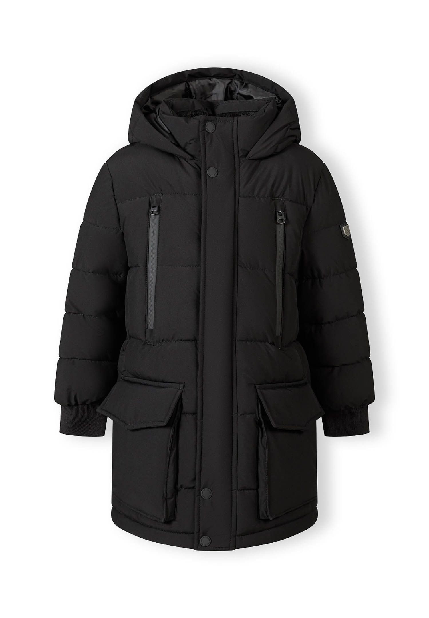 MINOTI Winterjacke Lange Pufferjacke mit Fleece-Futter und bequemen Taschen  (2y-14y) trendiger Aufnäher am Ärmel