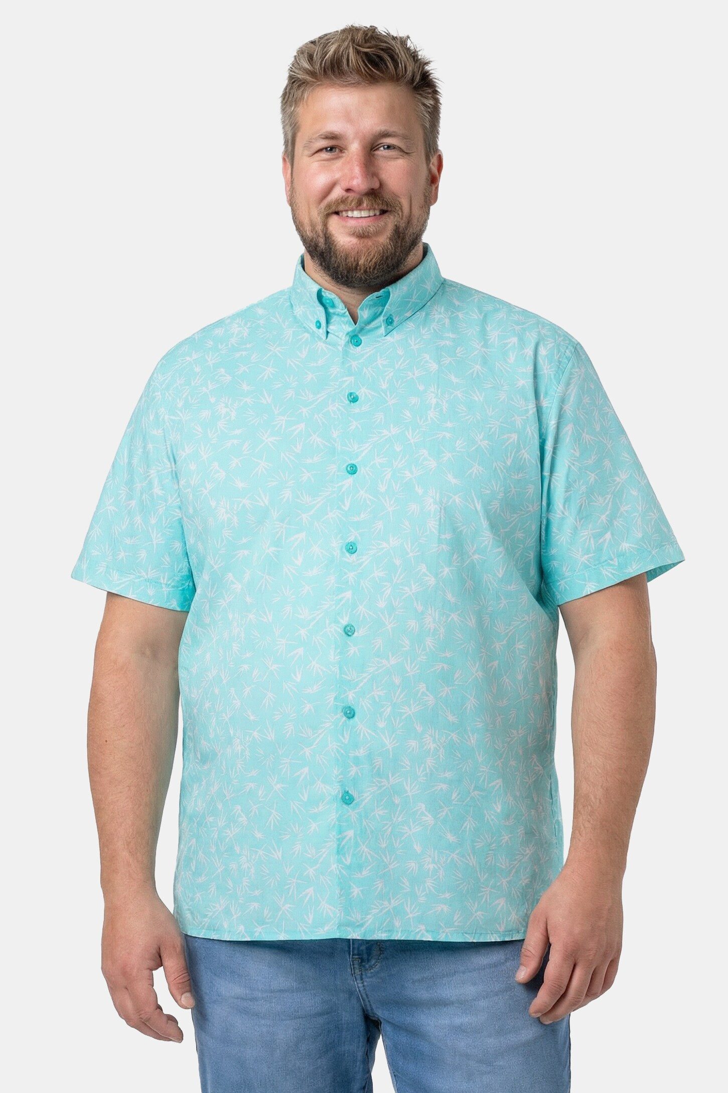 Kurzarmhemd Hemd Halbarm Buttondown-Kragen Minimalmuster