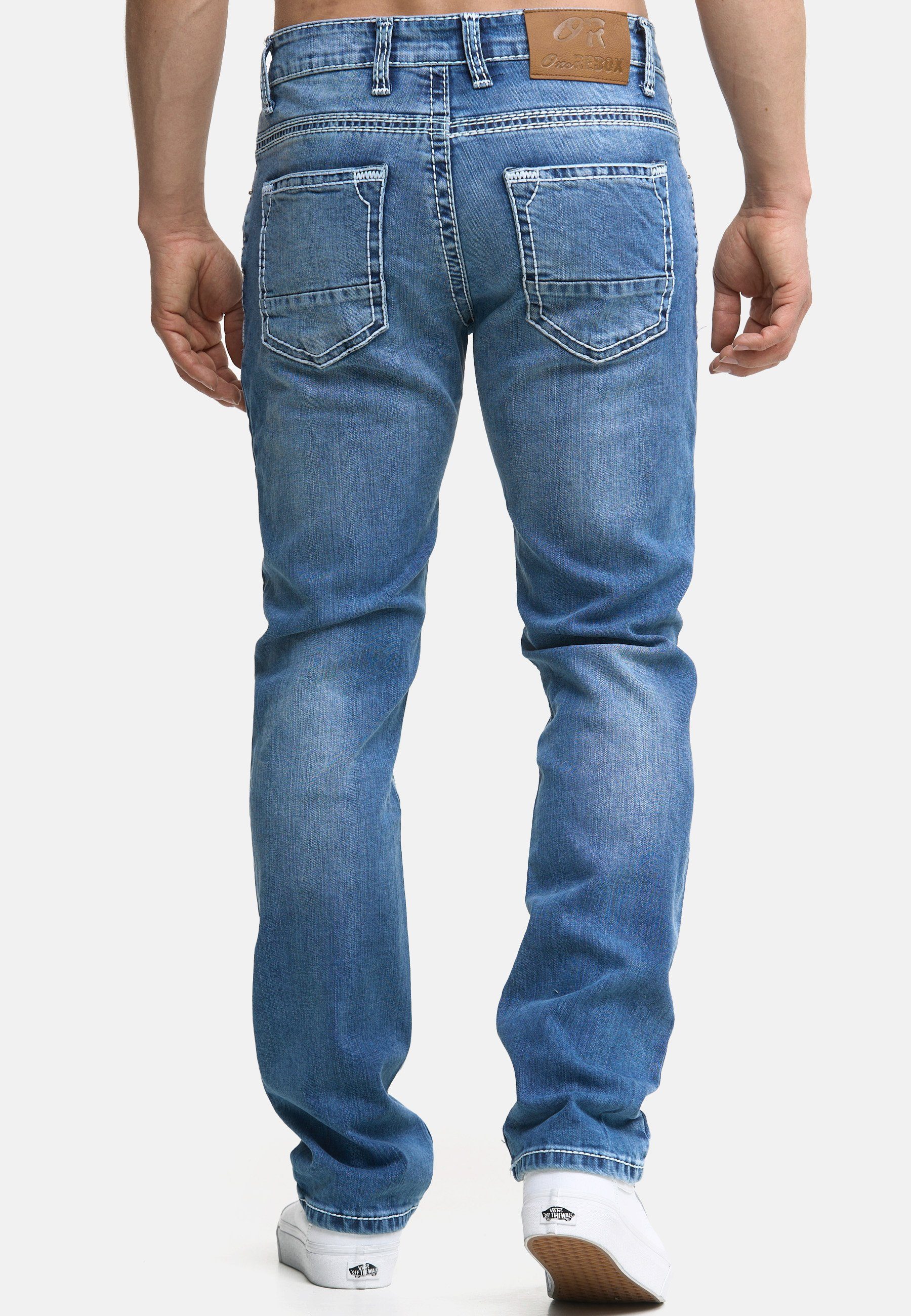 Jeans Pocket Herren Denim Regular blue light Code47 Hose Regular-fit-Jeans Bootcut Männer Fit Five Code47 904