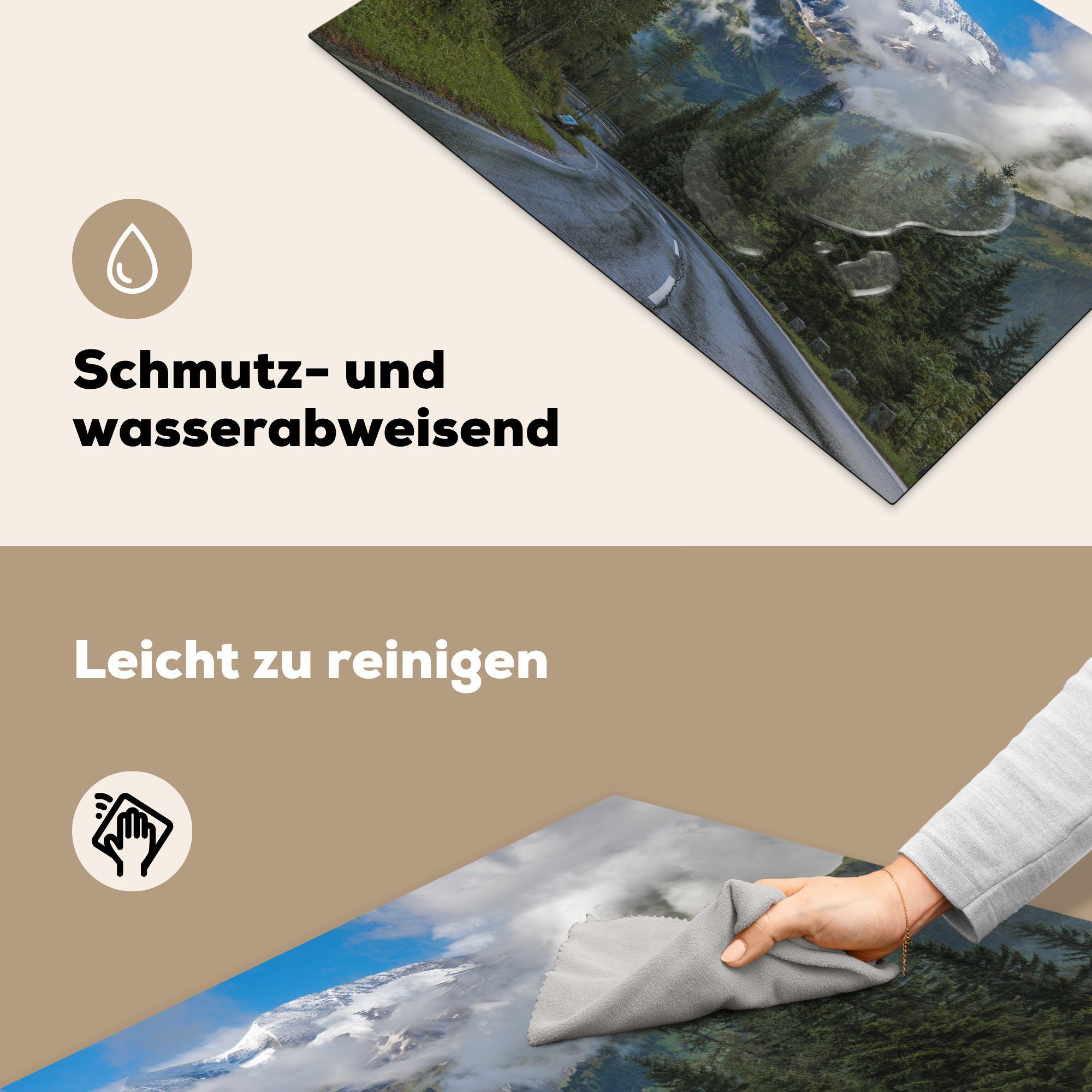 tlg), MuchoWow cm, am Schutz Ceranfeldabdeckung Unterwegs österreichischen in Vinyl, Induktionskochfeld 81x52 (1 Herdblende-/Abdeckplatte die Europa, für Großglockner küche,