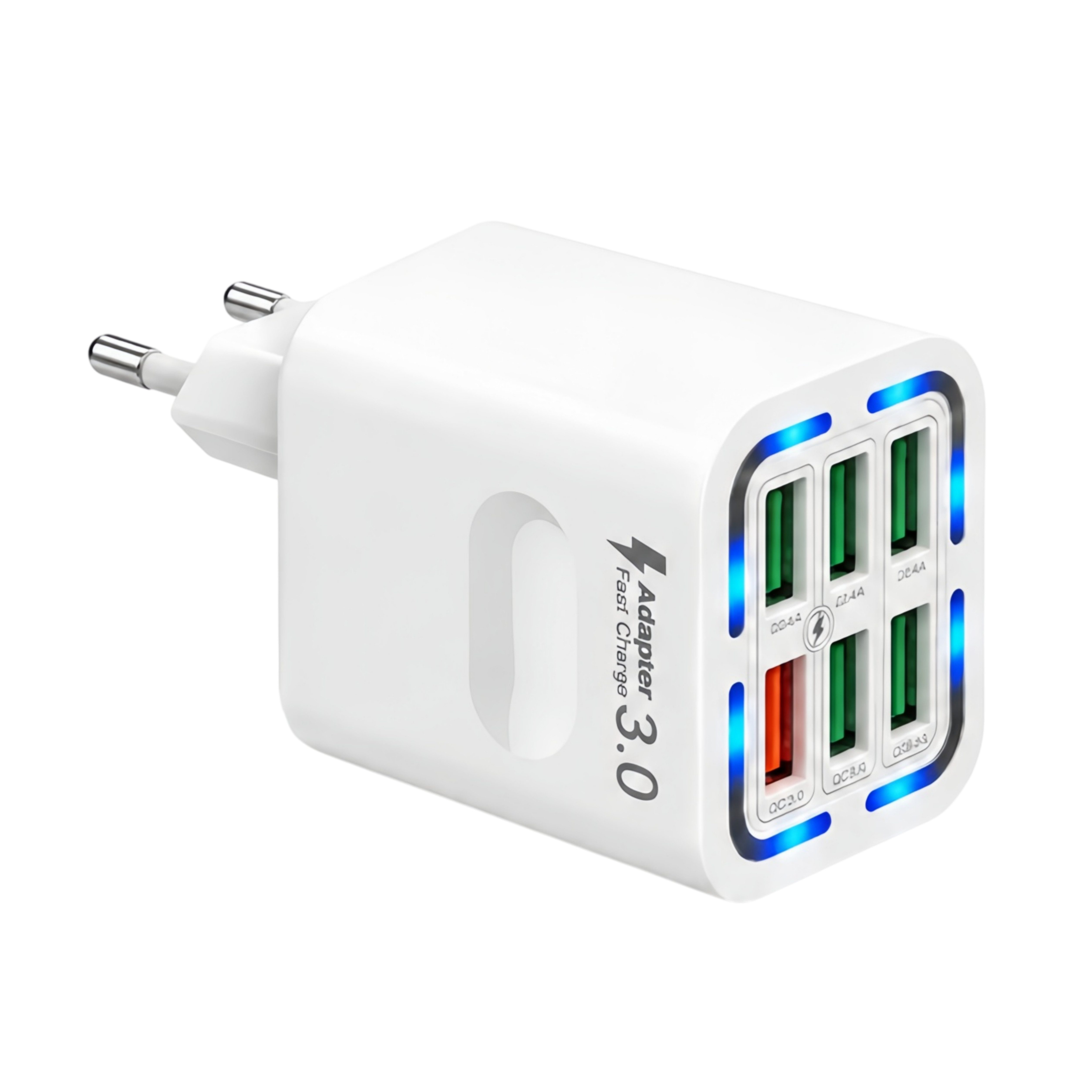 Bundviel 50W Netzteil Schnellladegerät Adapter 6 Ports Fast-Charging Ladegerät USB-Ladegerät (mit QC 3.0 (3A/12V) und USB-A(3A/5V)