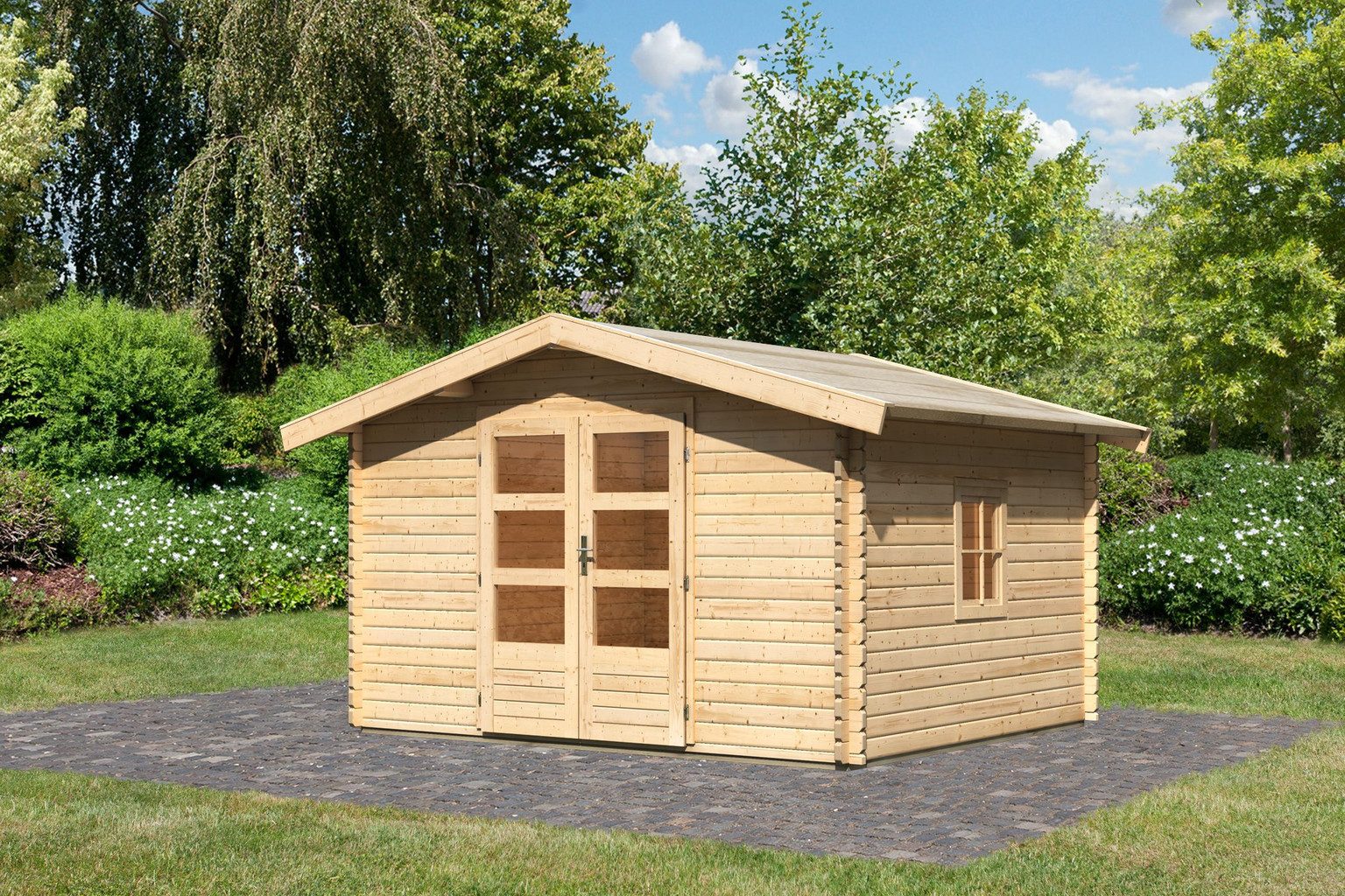 Karibu Gartenhaus Karibu Gartenhaus Mühlheim, 38mm, 334 x 297 x 238 cm, Modell 4, natur