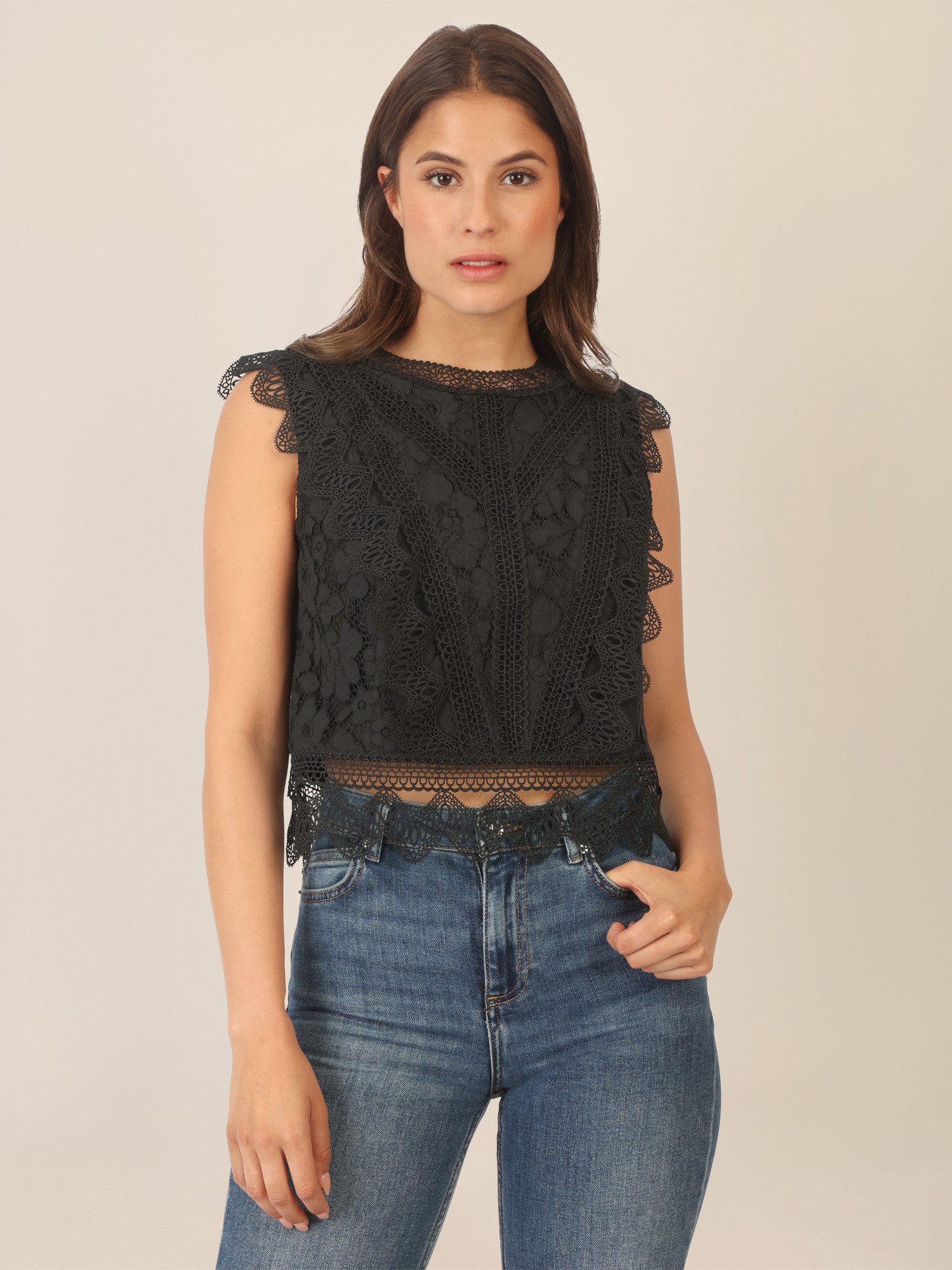 Apart Shirttop mit Spitzenkragen und Reißverschluss