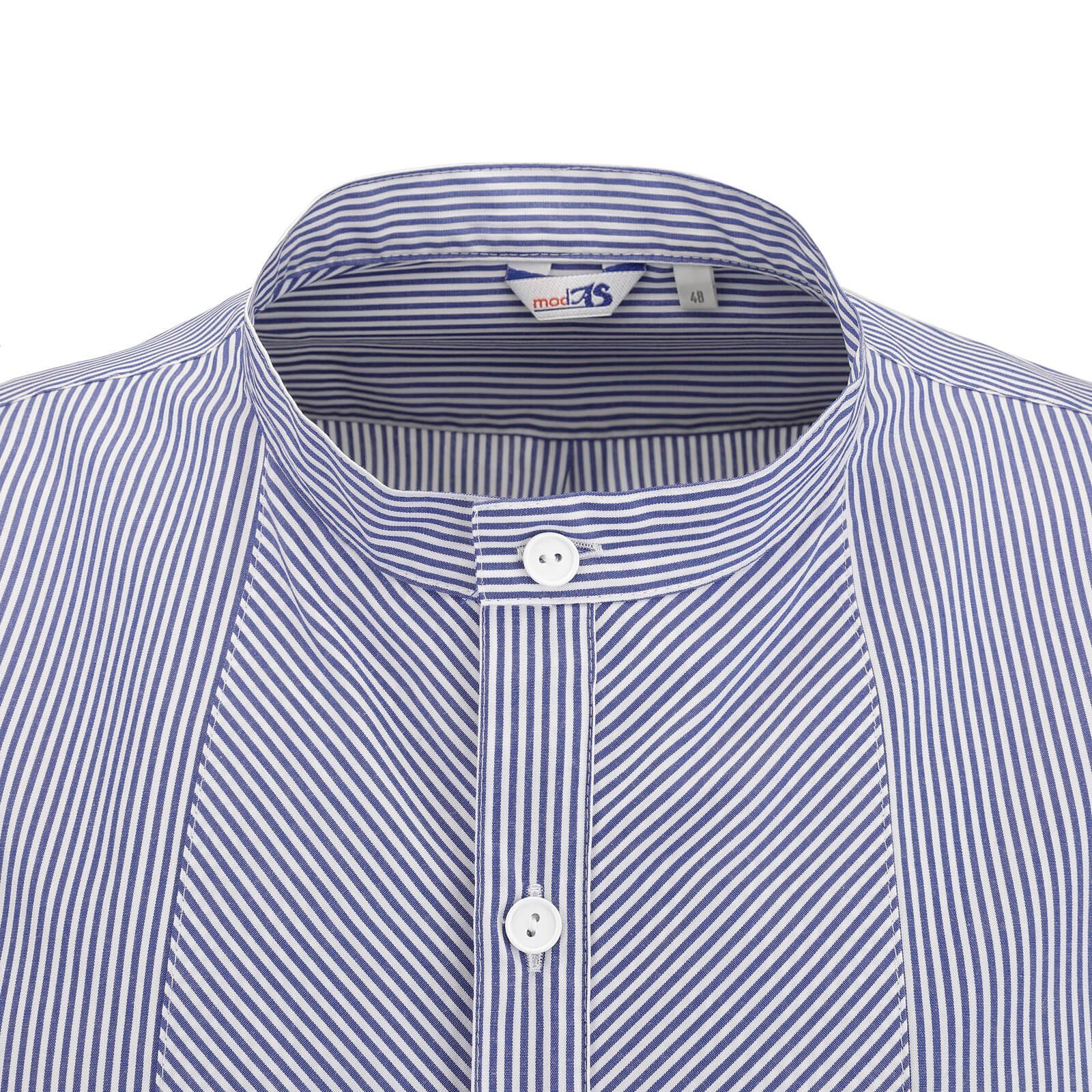 modAS Streifenhemd 10006 Unisex Fischerhemd Sommer mit Stehkragen - Hemd im Finkenwerder-Stil