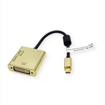 ROLINE GOLD 4K MiniDP-DVI Adapter, Aktiv, v1.2, MiniDP ST - DVI BU Audio- & Video-Adapter Mini DisplayPort Männlich (Stecker) zu DVI-D 24+1, Dual-Link Weiblich (Buchse), 10.0 cm, Retail Blister