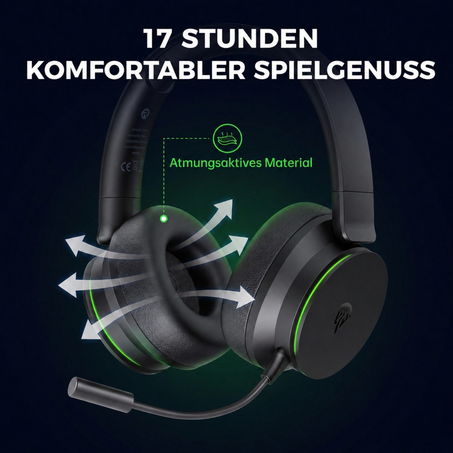 ANYSUN Gaming-Headset,Bluetooth Gaming-Kopfhörer,abnehmbares Mikrofon, Gaming-Headset (Bluetooth 5.3,Noise Cancelling, Bluetooth Headset,Bluetooth& 2,4 GHz,PC, PS5, PS4,Switch, Mobilgeräte)