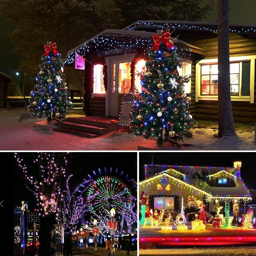 Anschlusskabel Strom Stecker, LED-Lichterkette Innen Superlanges Deco, Weihnachtsbeleuchtung Außen mit Sunicol 10M-100M Party Wasserdicht, Mehrfarbig Garten Lichtervorhang