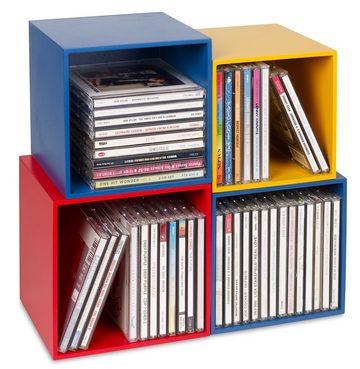 Cubix Aufbewahrungsbox cubix-CD-Boxen color, 3 Aufbewahrungs-Boxen aus Holz für 40 CDs. (Set, 3er Set)