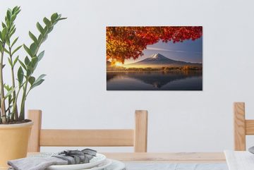 OneMillionCanvasses® Leinwandbild Herbst - Berg - Japan, (1 St), Wandbild Leinwandbilder, Aufhängefertig, Wanddeko, 30x20 cm