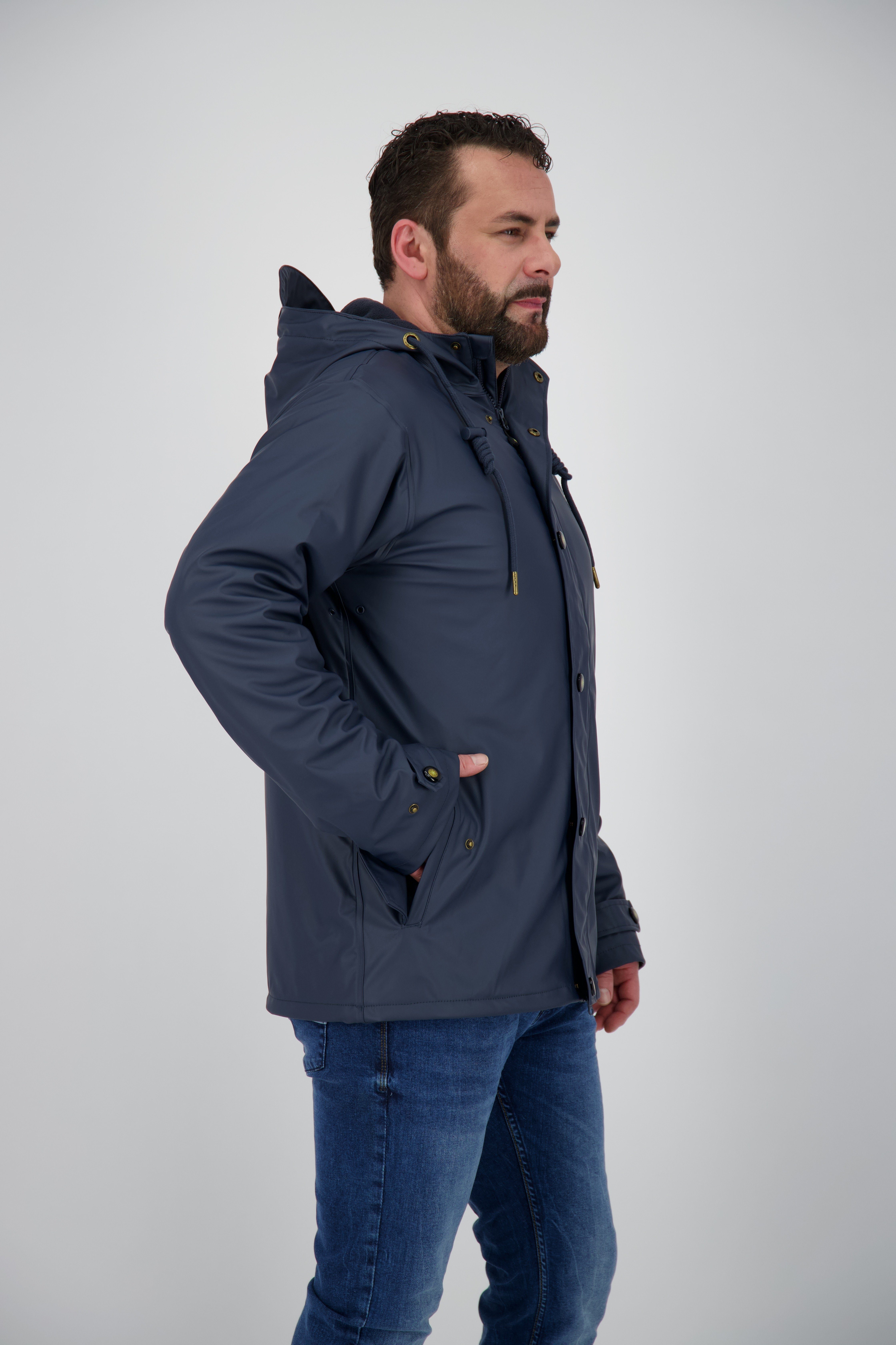 DEPROC Active erhältlich, navy Nähten #ankerglutreise Größen und verschweißten Winterjacke in Friesennerz Kapuze MEN auch FLEECE mit ANKERGLUT Großen