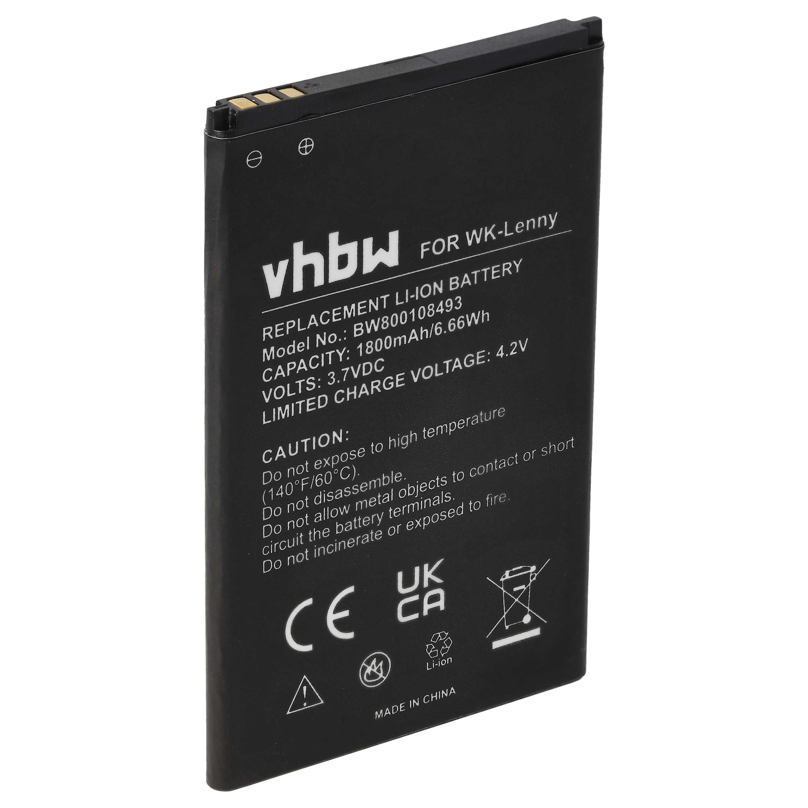vhbw Akku passend für Wiko Sunny 2 Plus, Lenny, B0386126, Lenny 2, Lenny 3, Smartphone-Akku Akku Li-Ion 1800 mAh (3,7 V, 1 St), Leistungsfähiger Austausch-Akku für Telefon, Smartphone