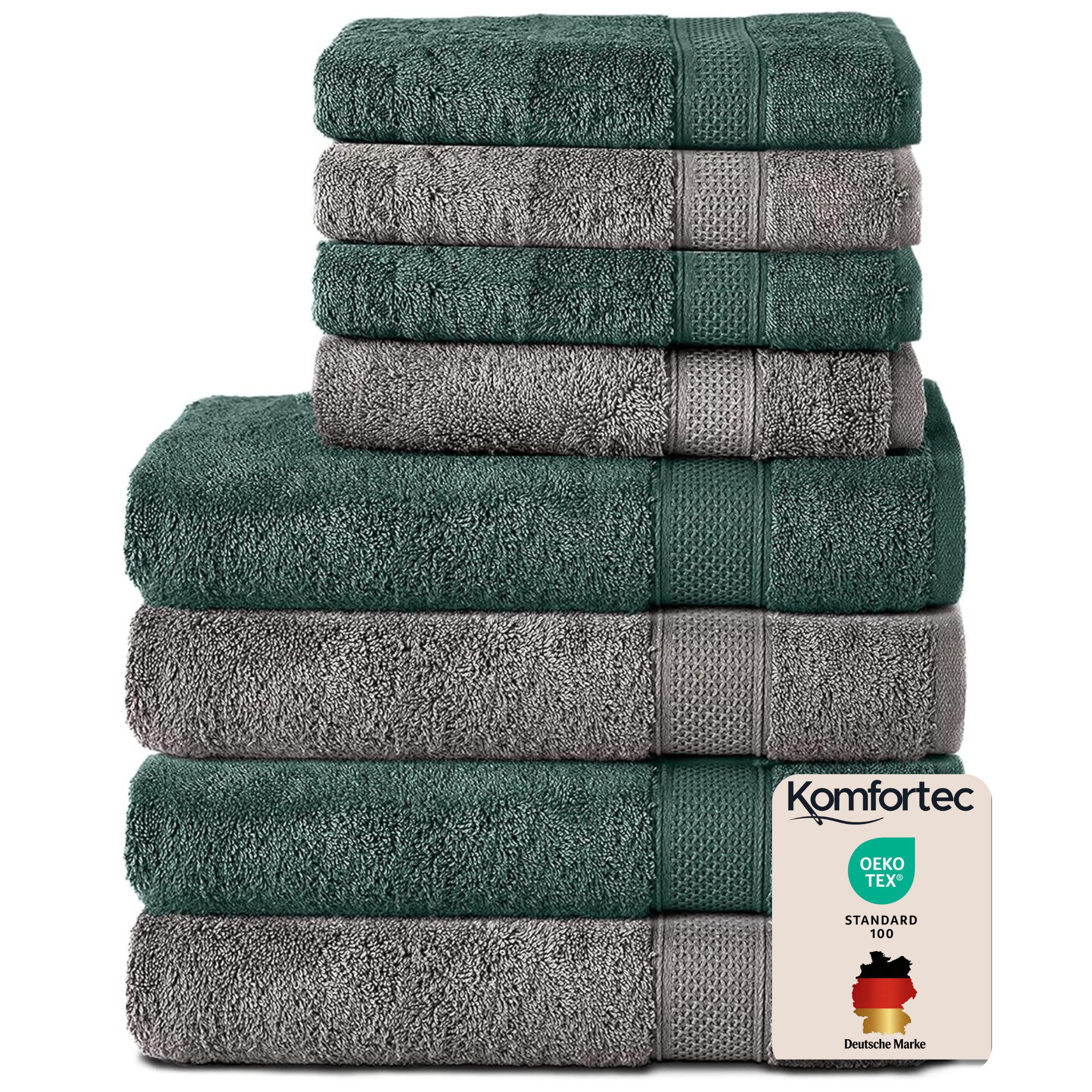 Komfortec Handtuch Set aus 100% Baumwolle, 4 Handtücher 50x100 cm und 4 Badetücher 70x140 cm, Frottee (Packung, 8-St), Duschtücher & Badehandtuch, Weich, Towel, Groß
