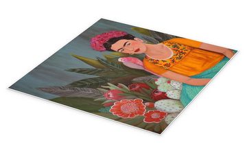 Posterlounge Poster Sylvie Demers, Frida Kahlo im blauen Haus, Wohnzimmer Orientalisches Flair Malerei