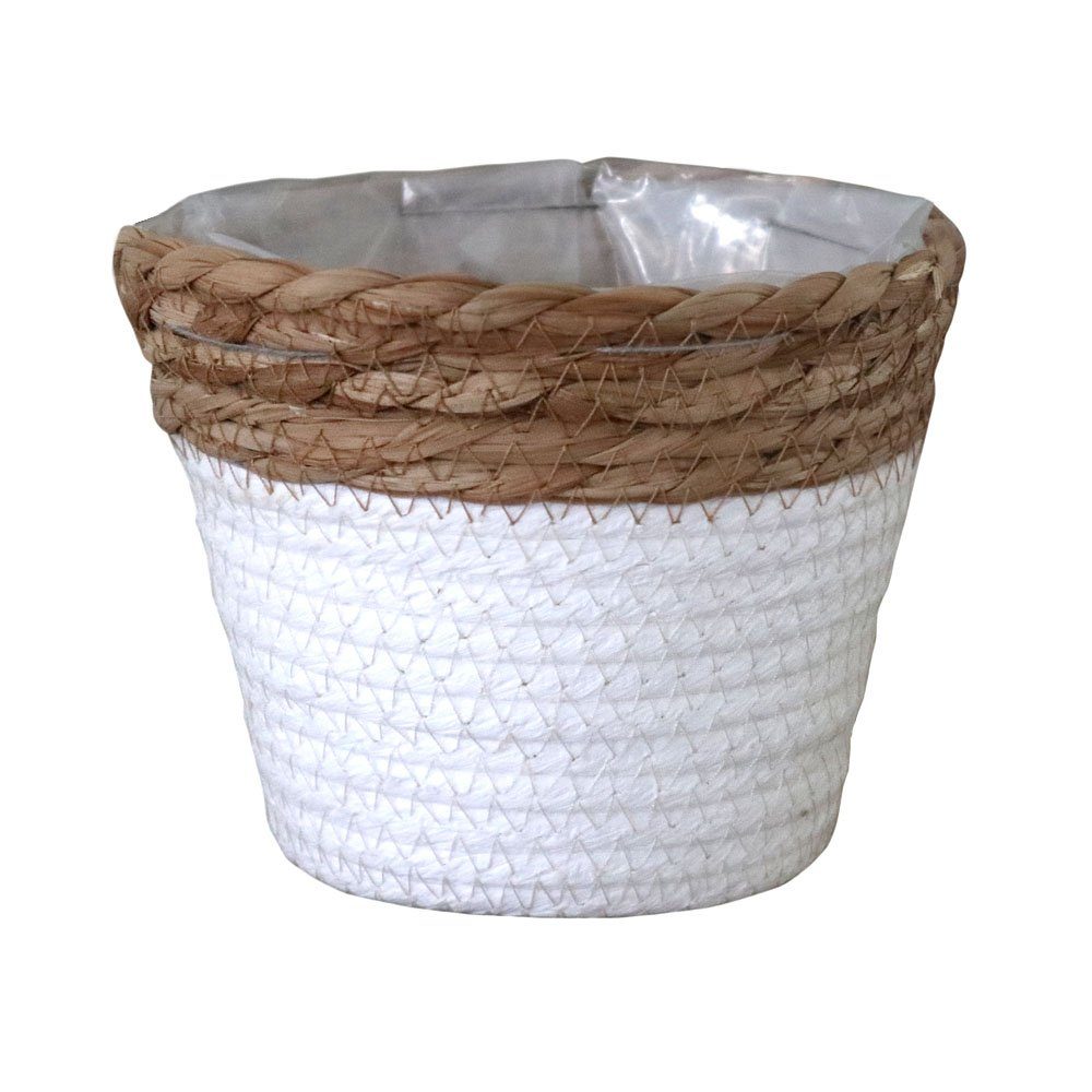 Grafelstein Blumentopf Pflanzkorb BREEZY weiß mit braunem Rand D16cm Pfla günstig online kaufen