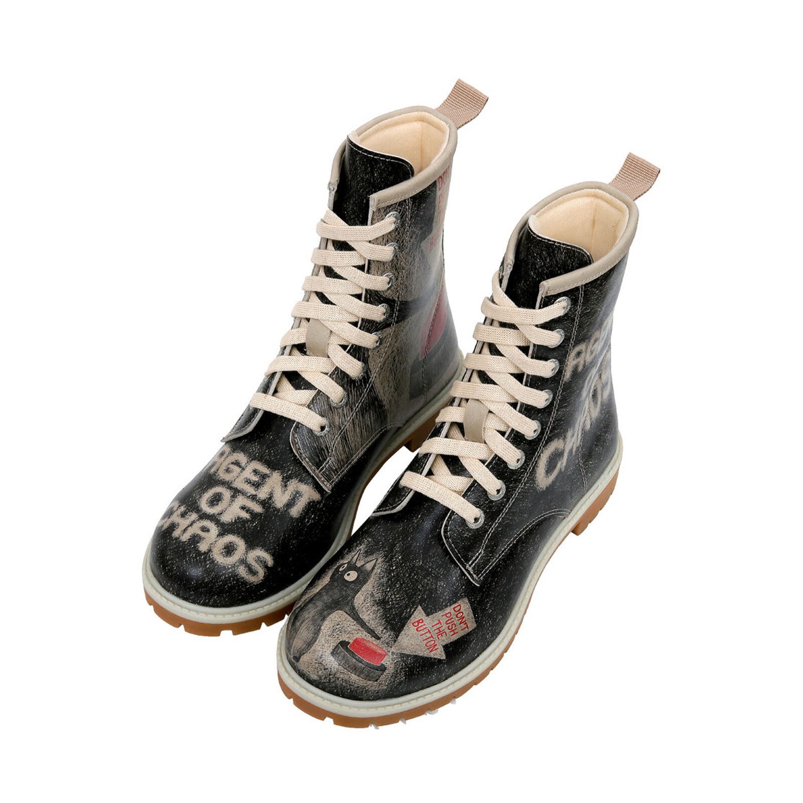 DOGO Longe Boots Schnürstiefel Agent Of Chaos Damen Stiefeletten, Schnürboots Handgefertigt