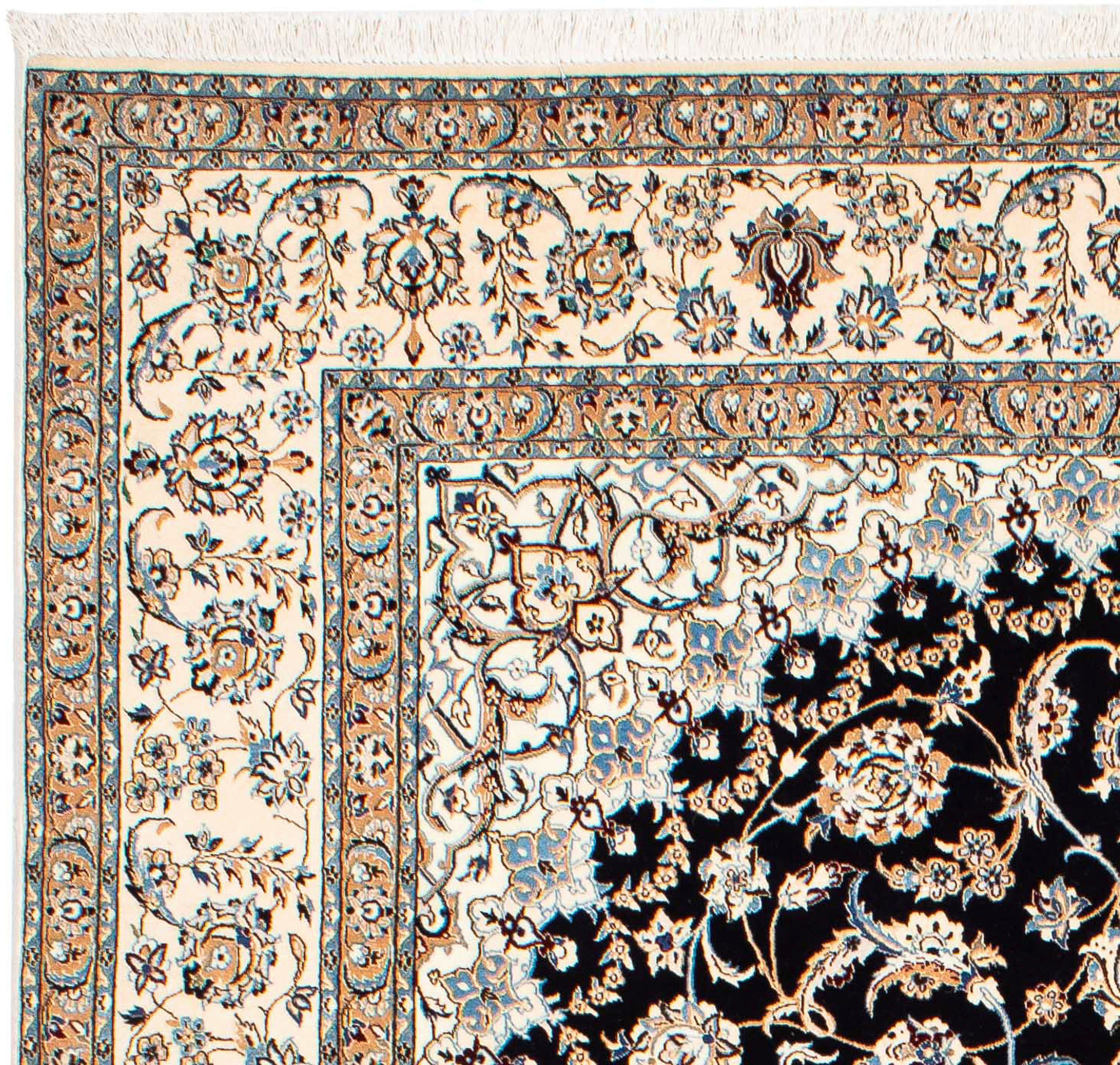 Perser Handgeknüpft, Premium mm, morgenland, mit 6 x Nain - - - cm dunkelblau, Orientteppich 250 Einzelstück Zertifikat Wohnzimmer, Höhe: 170 - rechteckig,