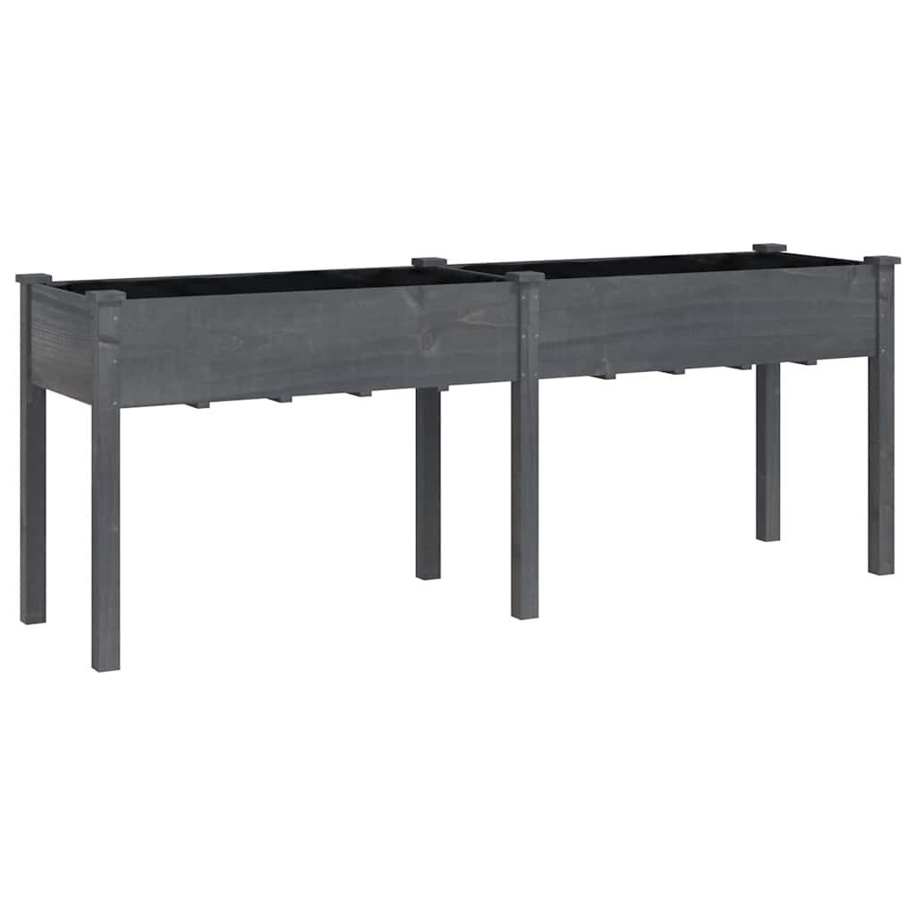 vidaXL Blumentopf Pflanzkübel mit Einsatz Grau 203x53x76 cm Massivholz Tanne (1 St)