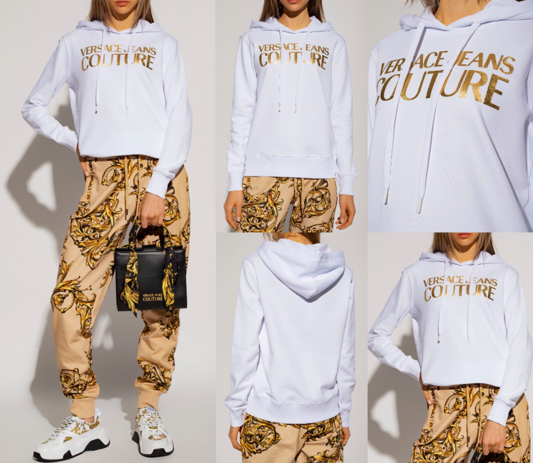 Versace Jeans Couture Hoodie Kapuzen-Sweatshirt Foil Logo Hoodie Pullover Hooded Sweater Mit Folien-Logo verziert