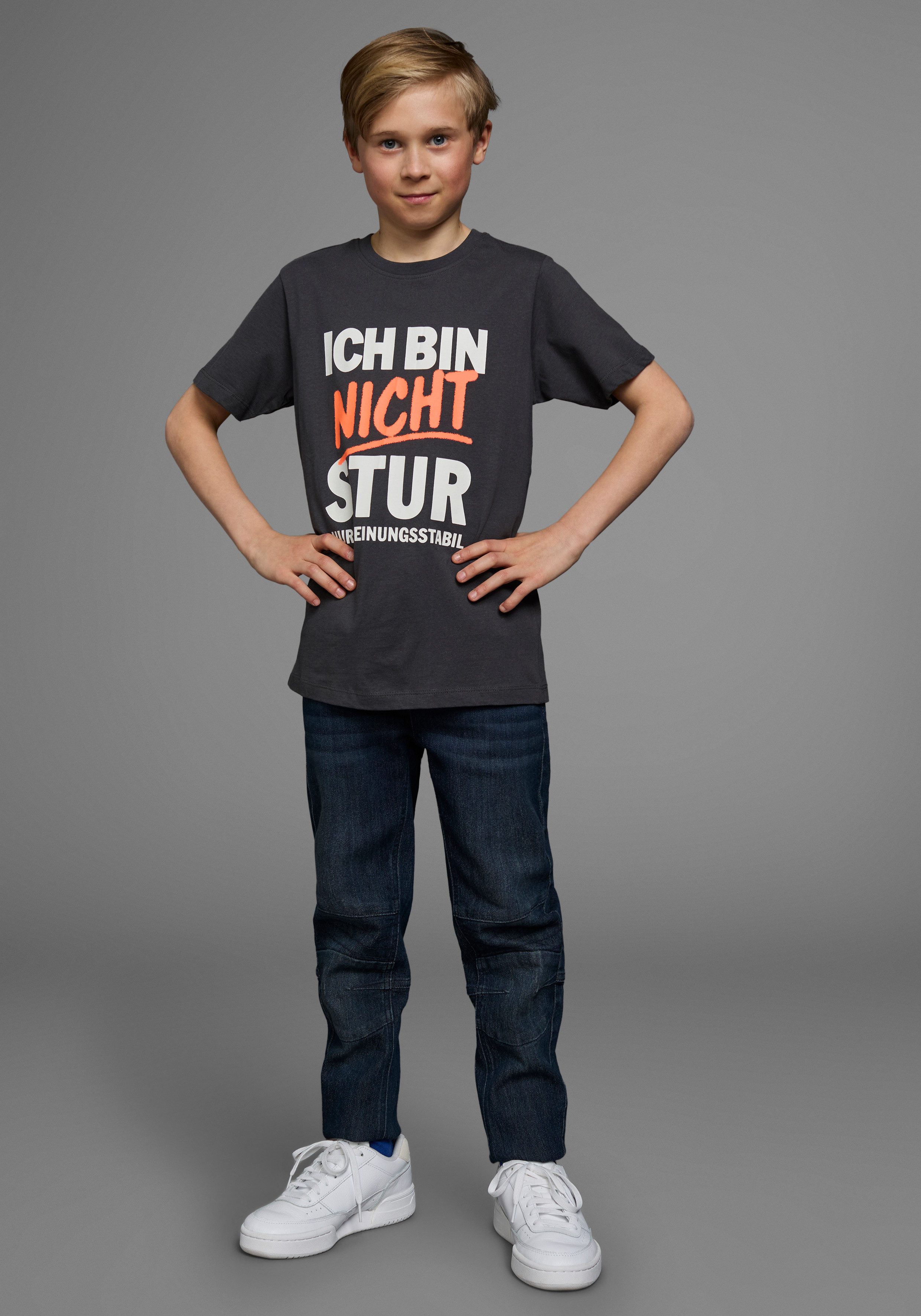 KIDSWORLD T-Shirt ICH BIN NICHT STUR Kurzarm, mit Rundhalsausschnitt, mit trendigem Aufdruck