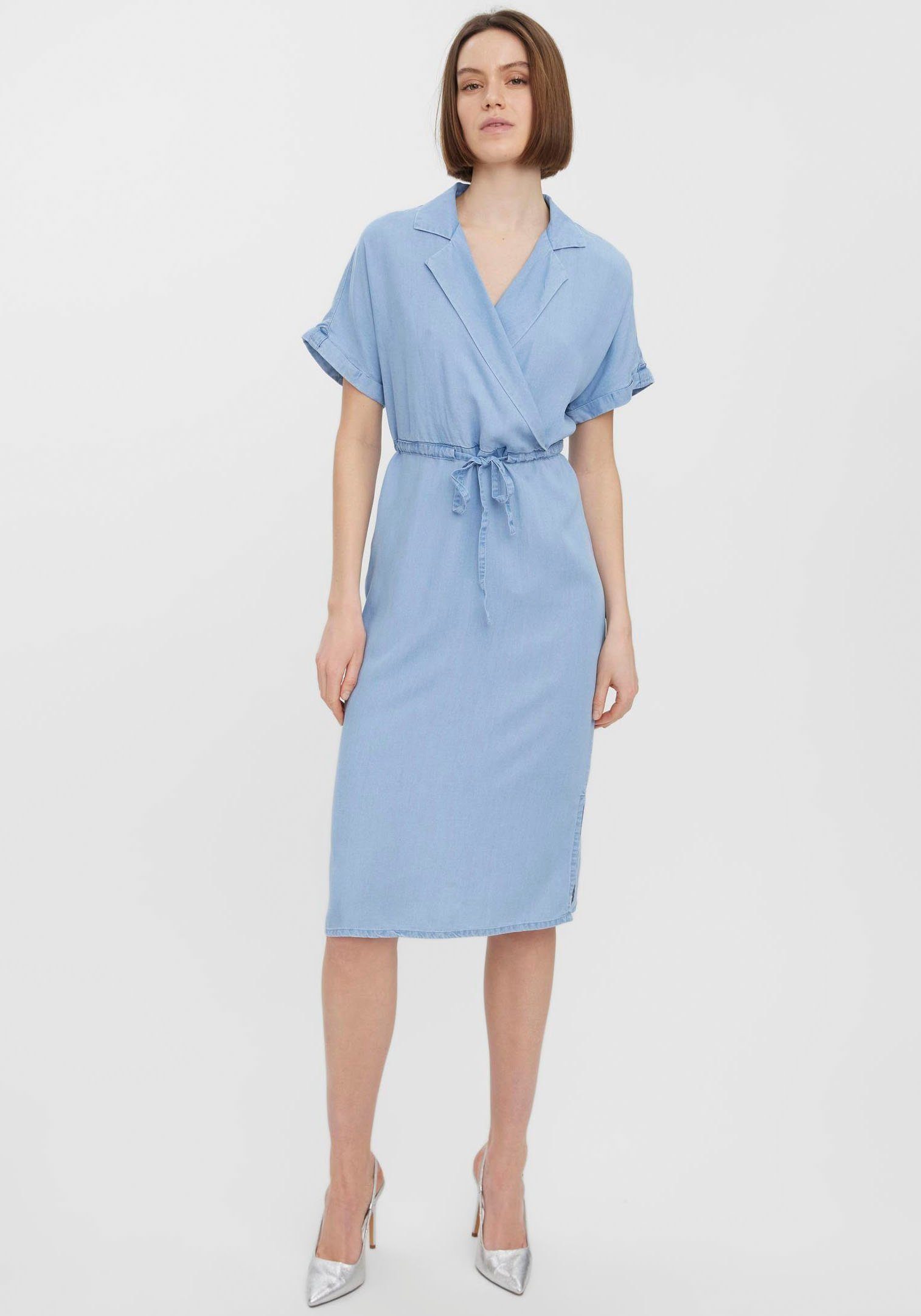 Vero Moda Jeanskleid VMLILIANA SS WRAP UTILITY CALF DRESS