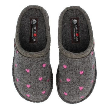 Haflinger Flair Valentine Pantoffeln aus gewalkter Wolle Herzmotiv Unisex Hausschuh