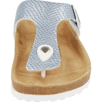 SUPERSOFT 274-897 Damen Komfort Pantolette Lederfußbett Silver Zehentrenner