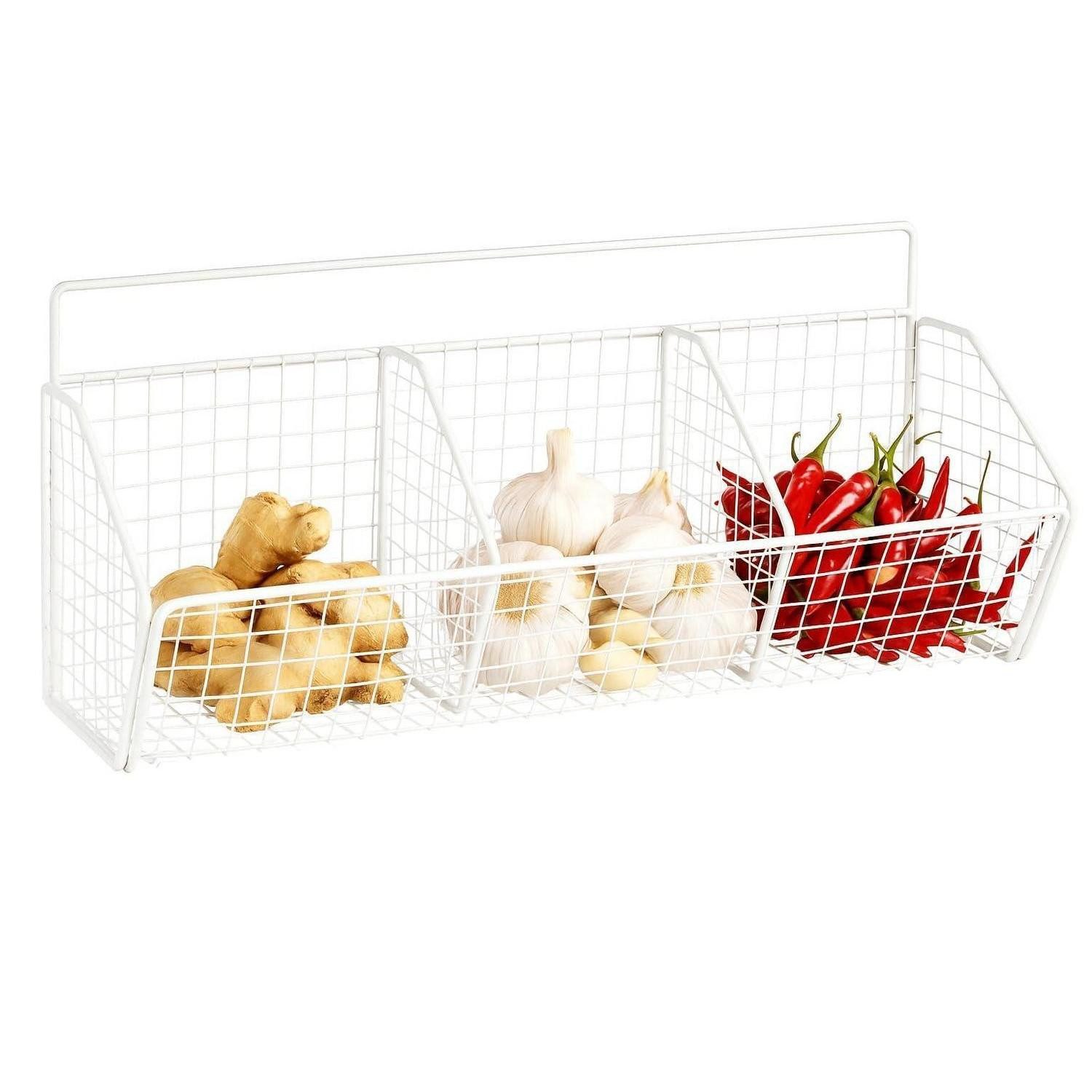 LuxusKollektion Hängekorb Wandkorb Metall Weiß 3 Fächer Hängekorb Küche (1 St)