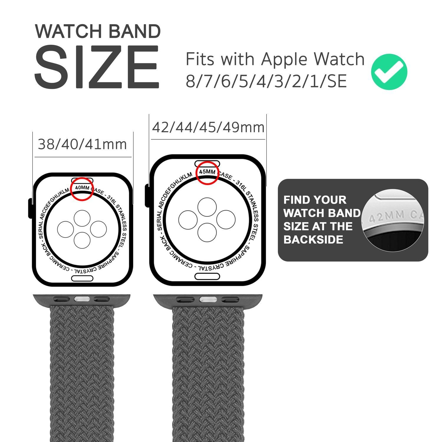 Nalia Smartwatch-Armband Apple Watch 38/40/41/42mm, Flecht-Stoff Uhr Ersatzband / Metall-Schließe / Stufenlos verstellbar – Bild 3 von 5