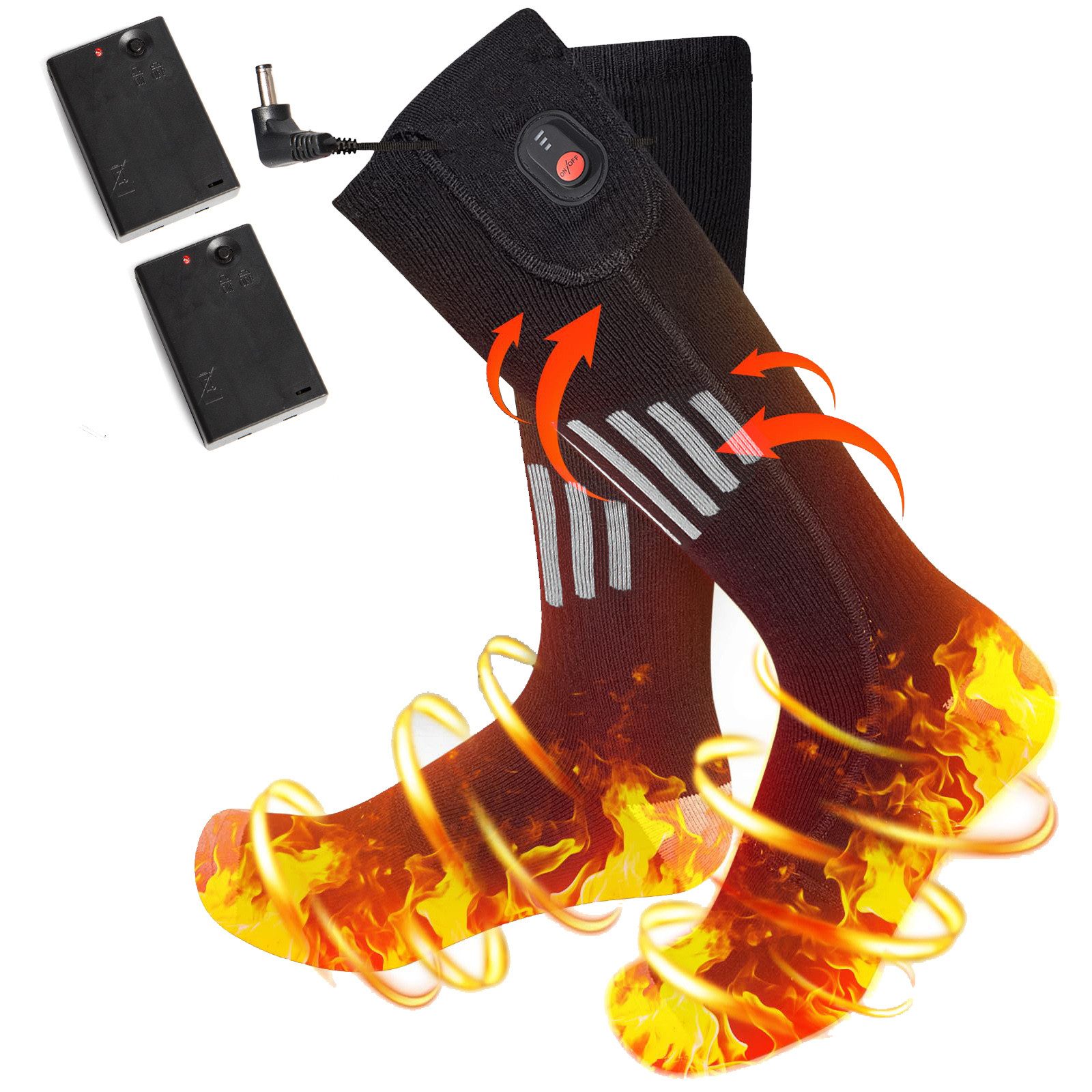 BTTO Funktionssocken Thermosocken Elektrische Heizsocken,Beheizte Thermo Socken Drei Temperaturen,Hochelastische,für Männer und Frauen