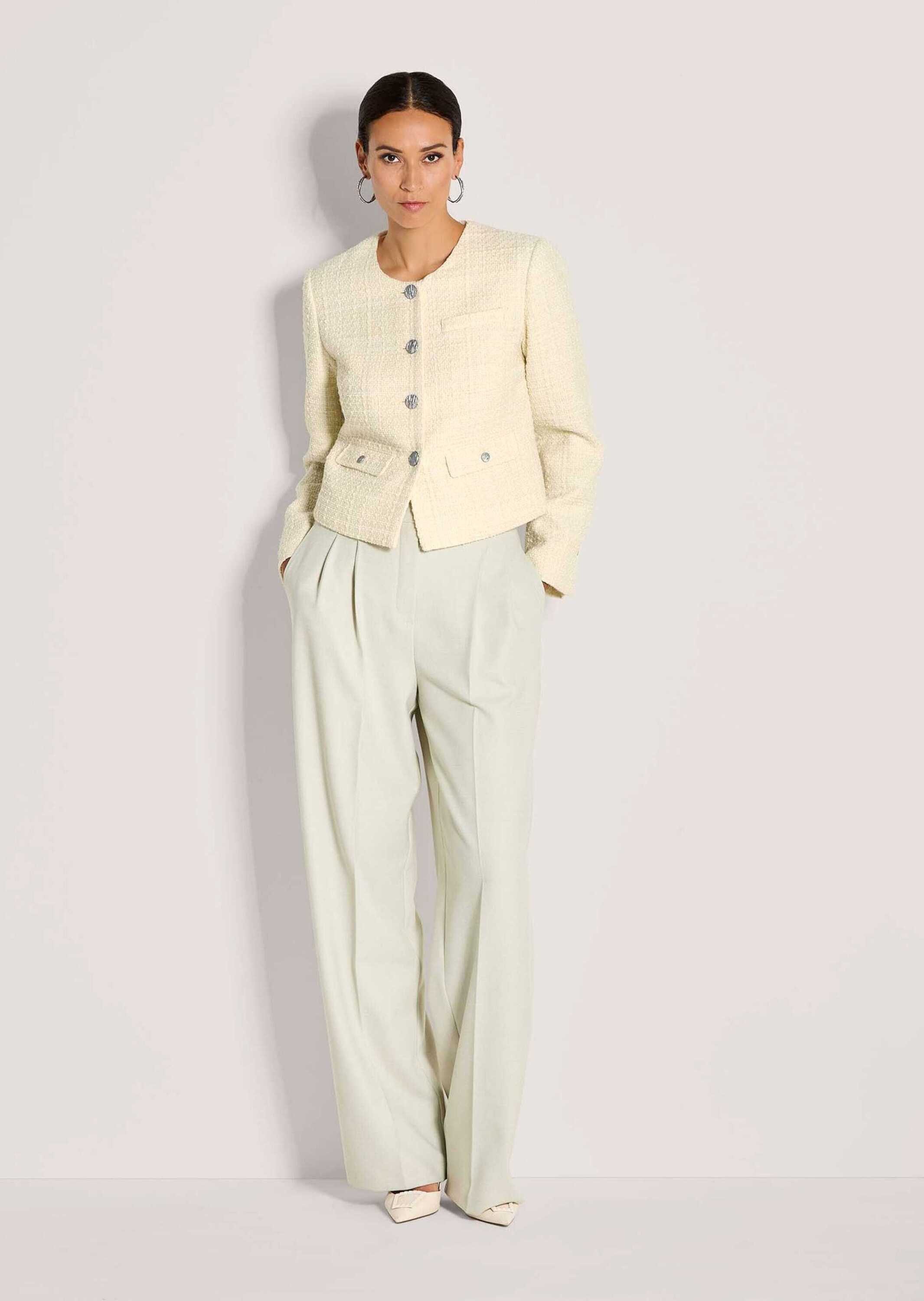 MADELEINE Kurzblazer Eleganter Tweed-Kurzblazer mit Metallknöpfen Businessjacke mit Rundhals, edle Metallknöpfe, im Tweed-Design