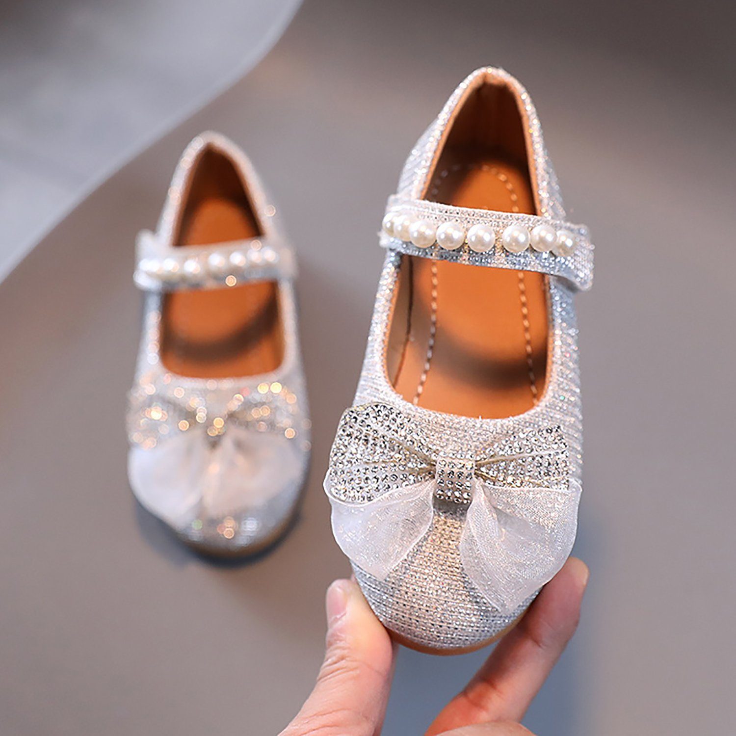 Schuhe Mädchen Silber Daisred Glänzende Tanzschuhe Prinzessin Riemchensandale