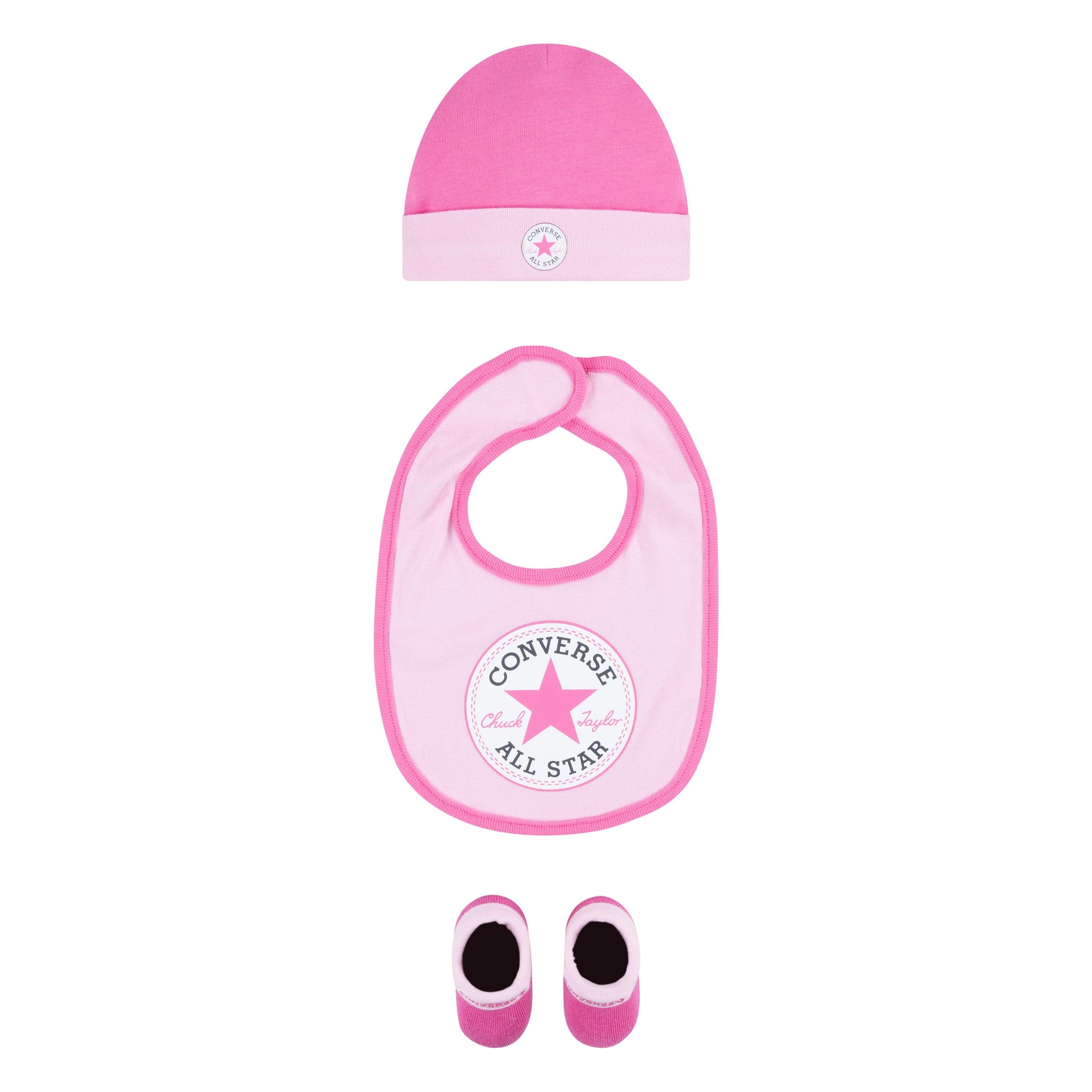 Converse Neugeborenen-Geschenkset rosa INFANT CHUCK BOOTIE BIB SET 3PC HAT