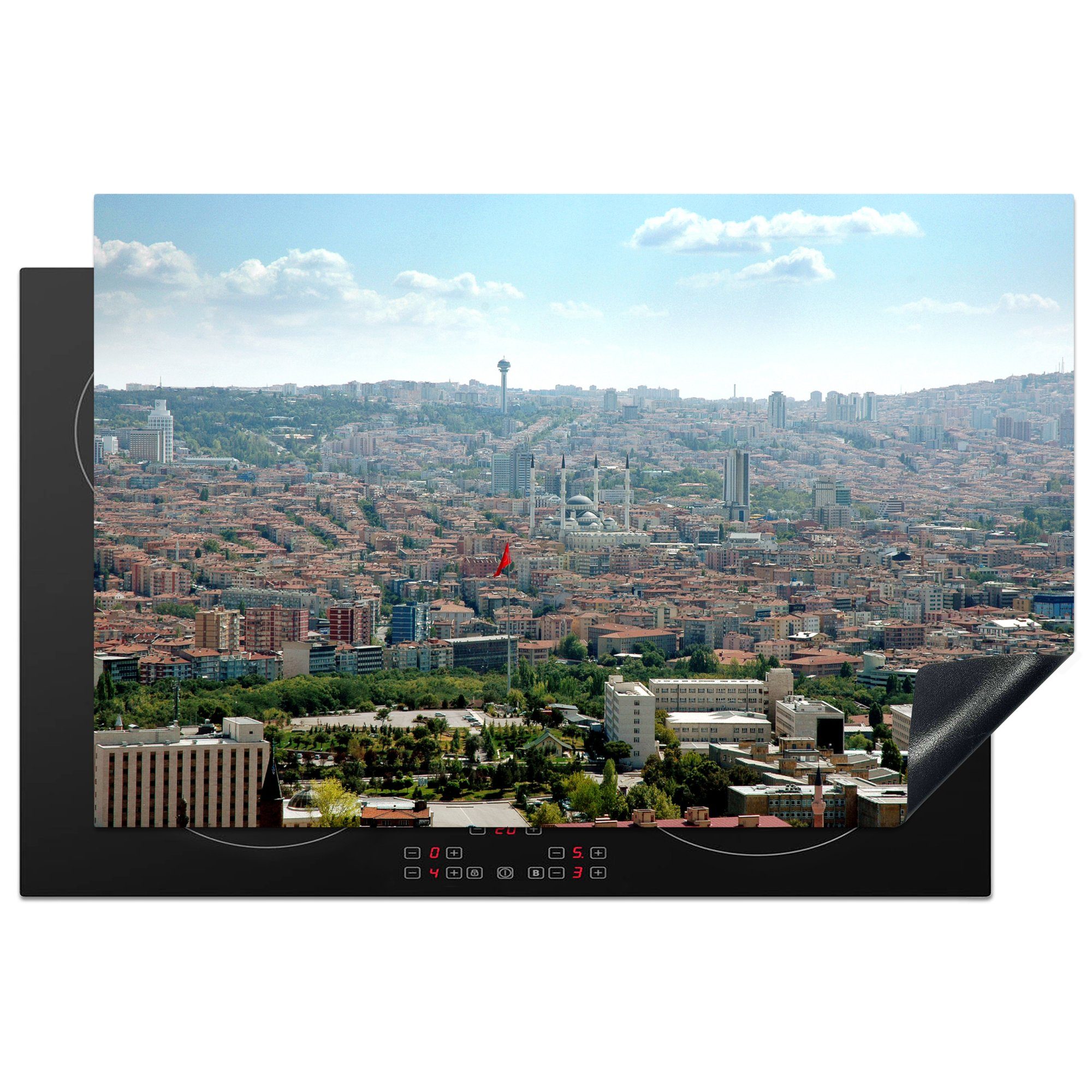 MuchoWow Herdblende-/Abdeckplatte Panorama von Ankara in der Türkei, Vinyl, (1 tlg), 81x52 cm, Induktionskochfeld Schutz für die küche, Ceranfeldabdeckung